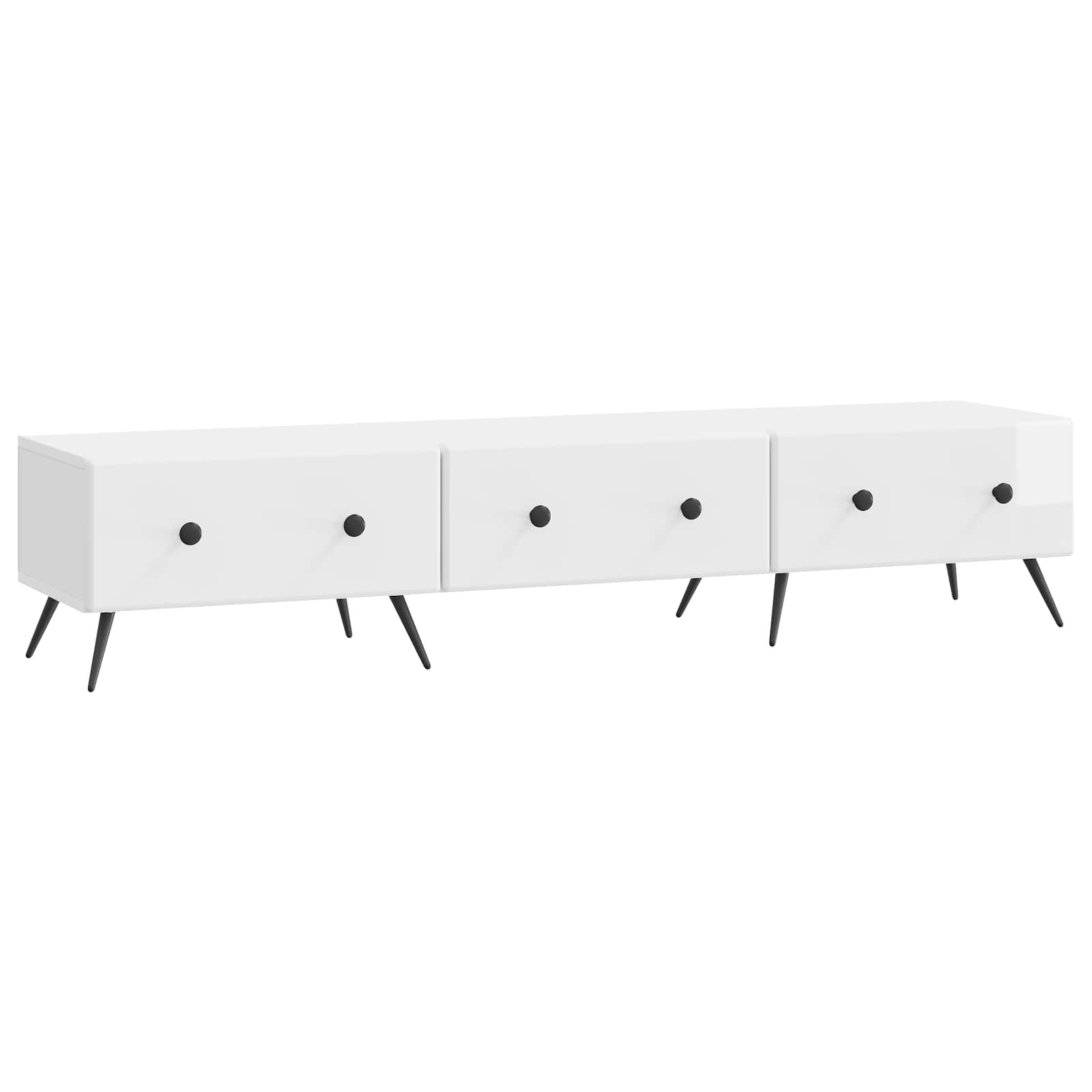 Ντουλάπι TV με συρτάρι Γυαλιστερό Λευκό 147 x 34,5 x 30 εκ - Pakobazaar