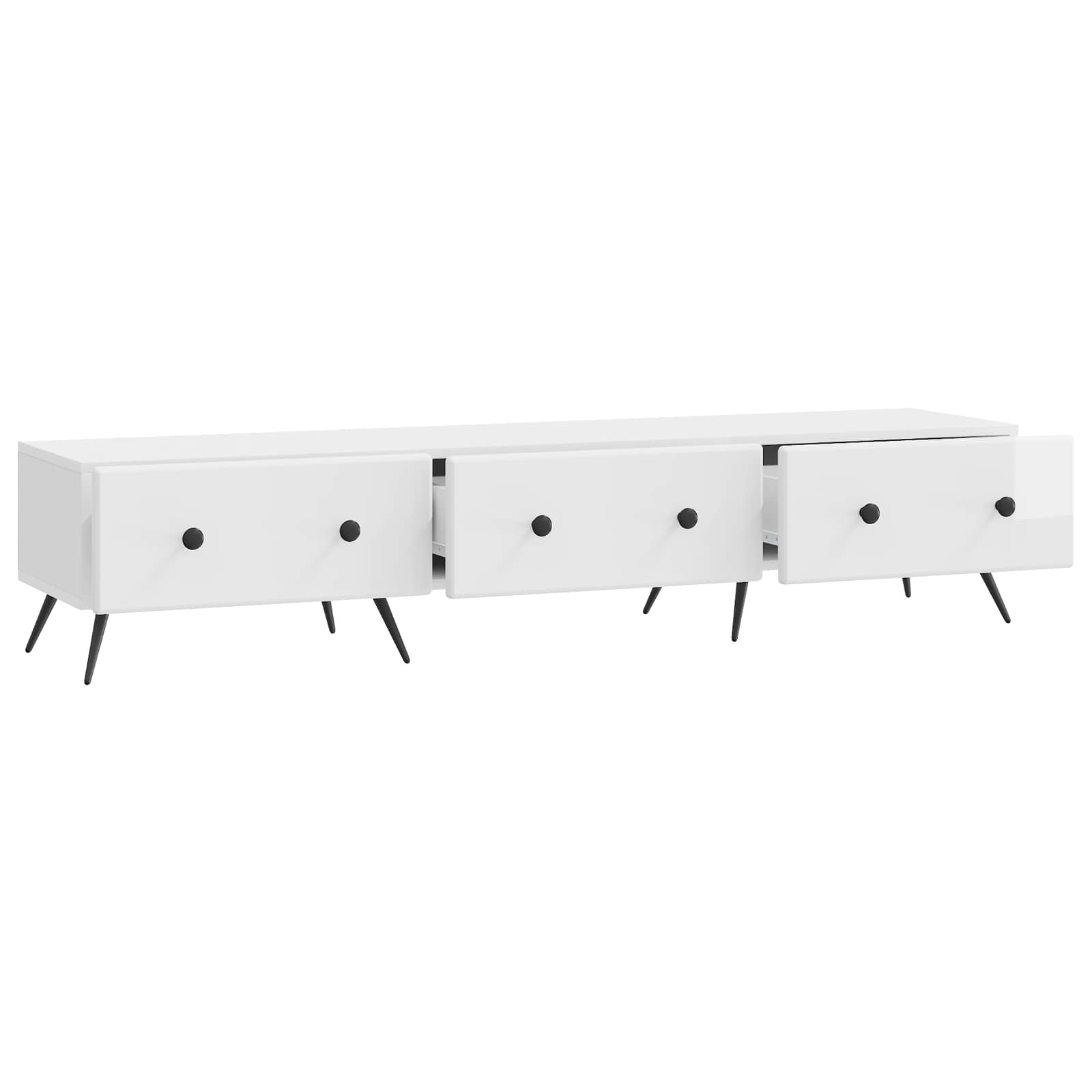 Ντουλάπι TV με συρτάρι Γυαλιστερό Λευκό 147 x 34,5 x 30 εκ - Pakobazaar