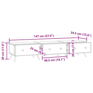 Ντουλάπι TV Γκρι Sonoma 147 x 34,5 x 30 εκ Επεξεργασμένο Ξύλο - Pakobazaar