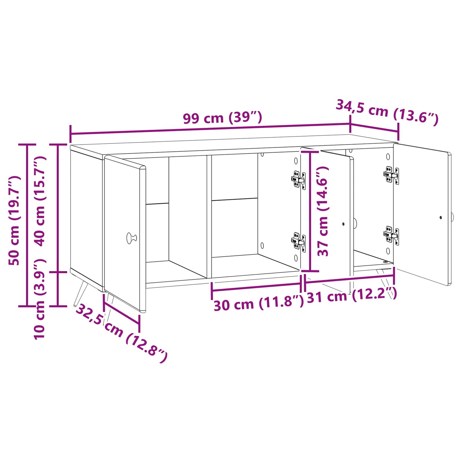 Ντουλάπι TV Παλαιωμένο ξύλο 99 x 34,5 x 50 εκ. - Pakobazaar