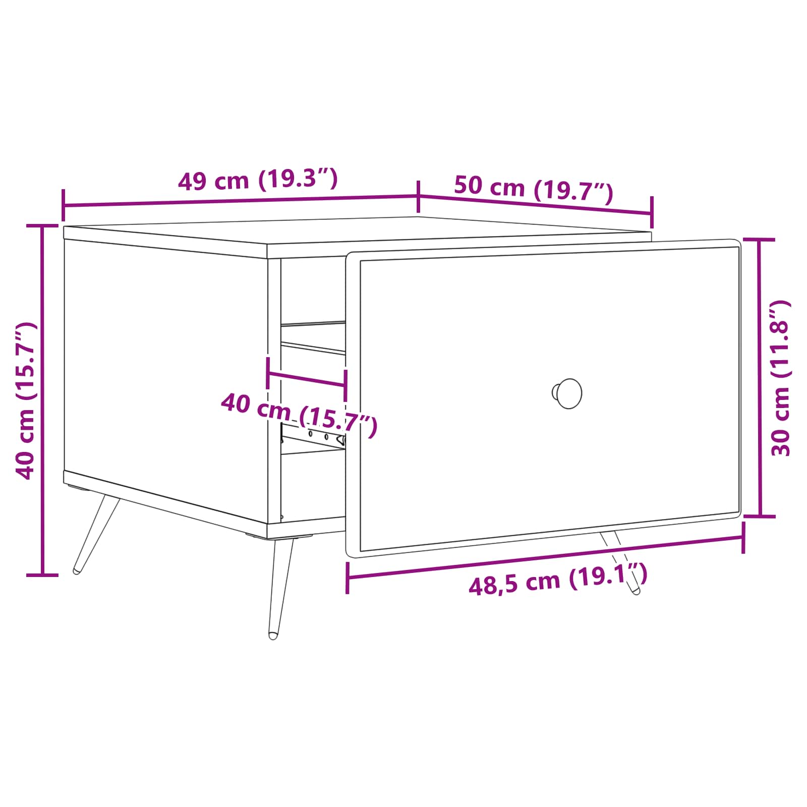 Τραπεζάκι σαλονιού με συρτάρι Sonoma Δρυς 49 x 50 x 40 εκ - Pakobazaar