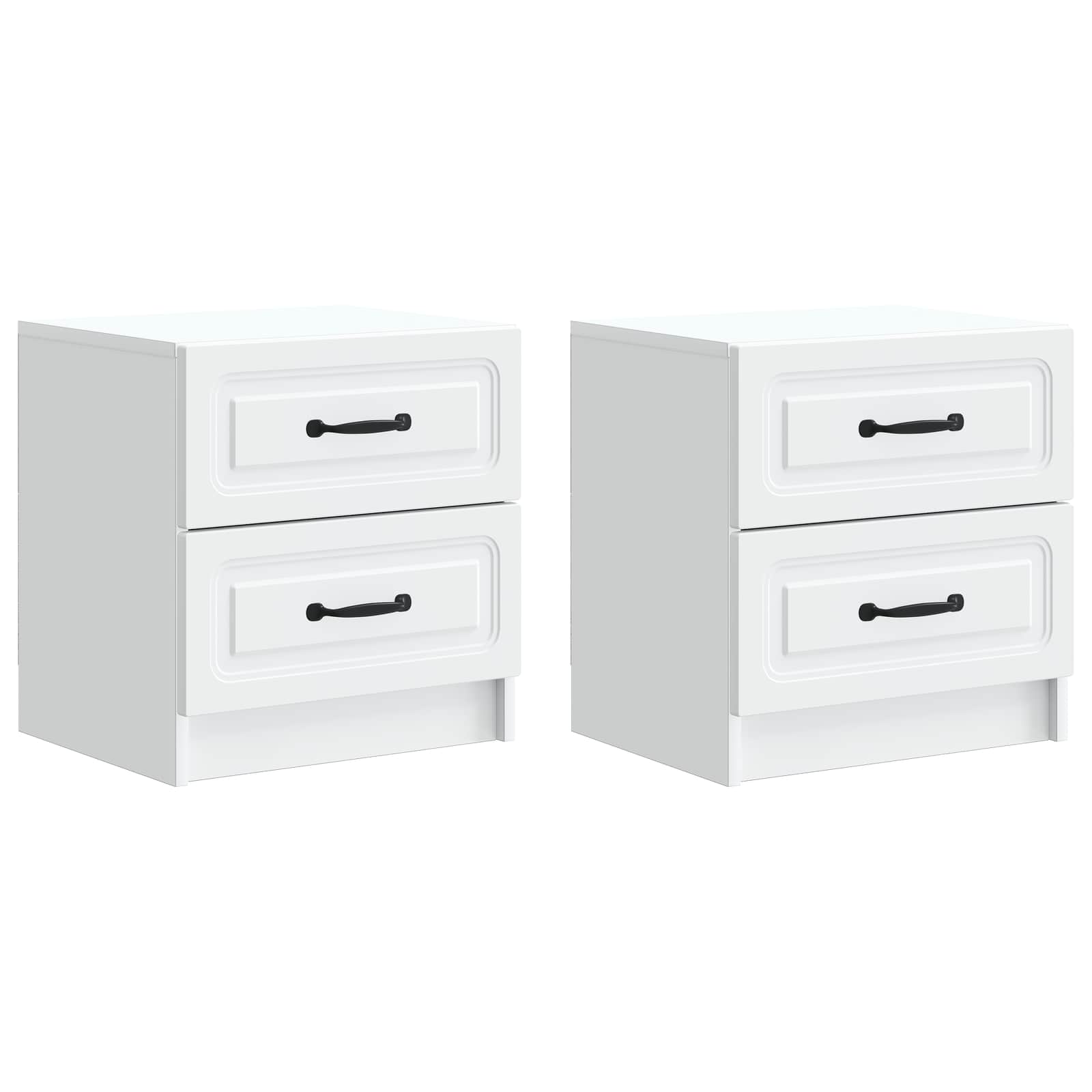 Κομοδίνο 2 pcs Λευκό 43 x 34,5 x 44,5 εκ Επεξεργασμένο Ξύλο - Pakobazaar