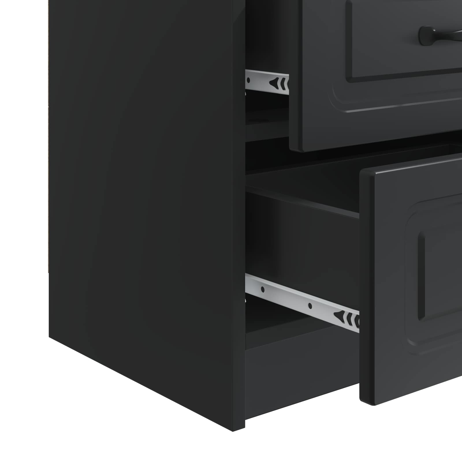 Κομοδίνο 2 pcs Μαύρο 43 x 34,5 x 44,5 εκ Επεξεργασμένο Ξύλο - Pakobazaar
