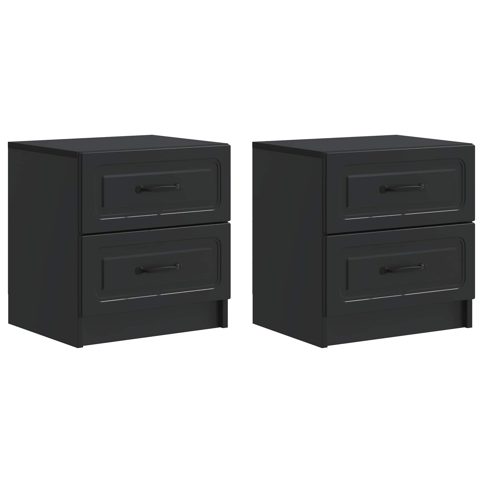 Κομοδίνο 2 pcs Μαύρο 43 x 34,5 x 44,5 εκ Επεξεργασμένο Ξύλο - Pakobazaar