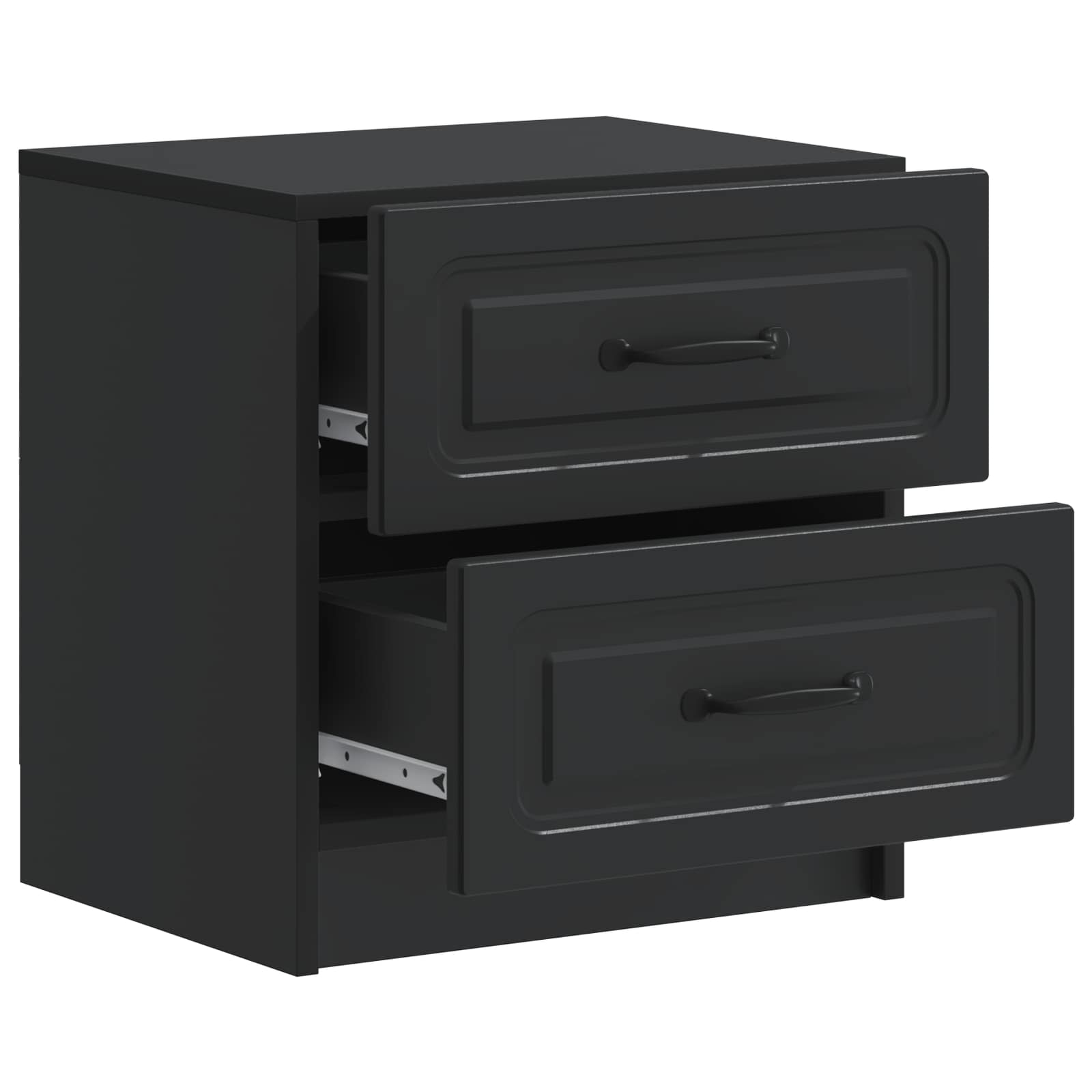 Κομοδίνο 2 pcs Μαύρο 43 x 34,5 x 44,5 εκ Επεξεργασμένο Ξύλο - Pakobazaar