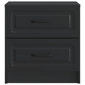 Κομοδίνο 2 pcs Μαύρο 43 x 34,5 x 44,5 εκ Επεξεργασμένο Ξύλο - Pakobazaar