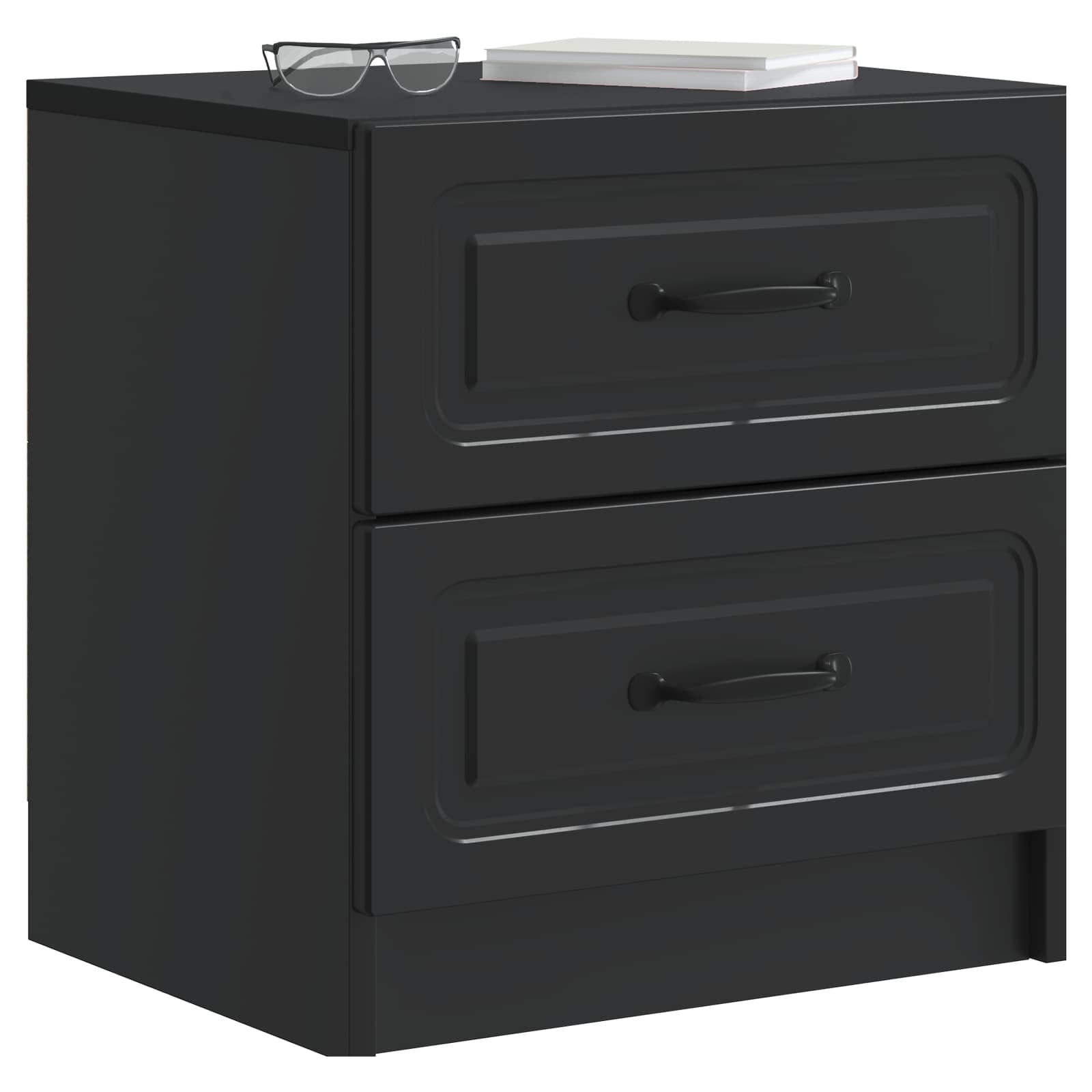 Κομοδίνο 2 pcs Μαύρο 43 x 34,5 x 44,5 εκ Επεξεργασμένο Ξύλο - Pakobazaar