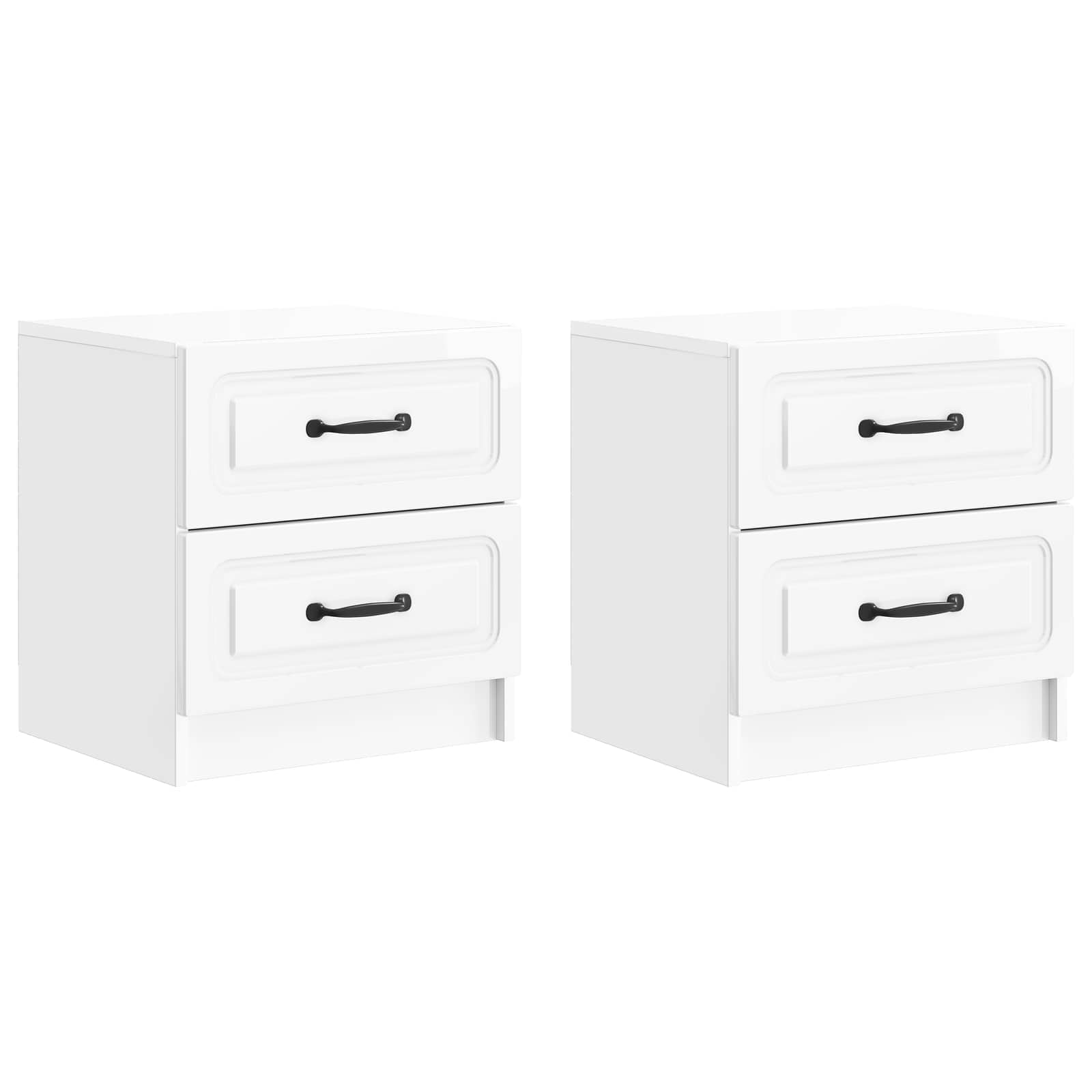 Κομοδίνο με συρτάρι 2 pcs Γυαλιστερό Λευκό 43 x 34,5 x 44,5 εκ - Pakobazaar