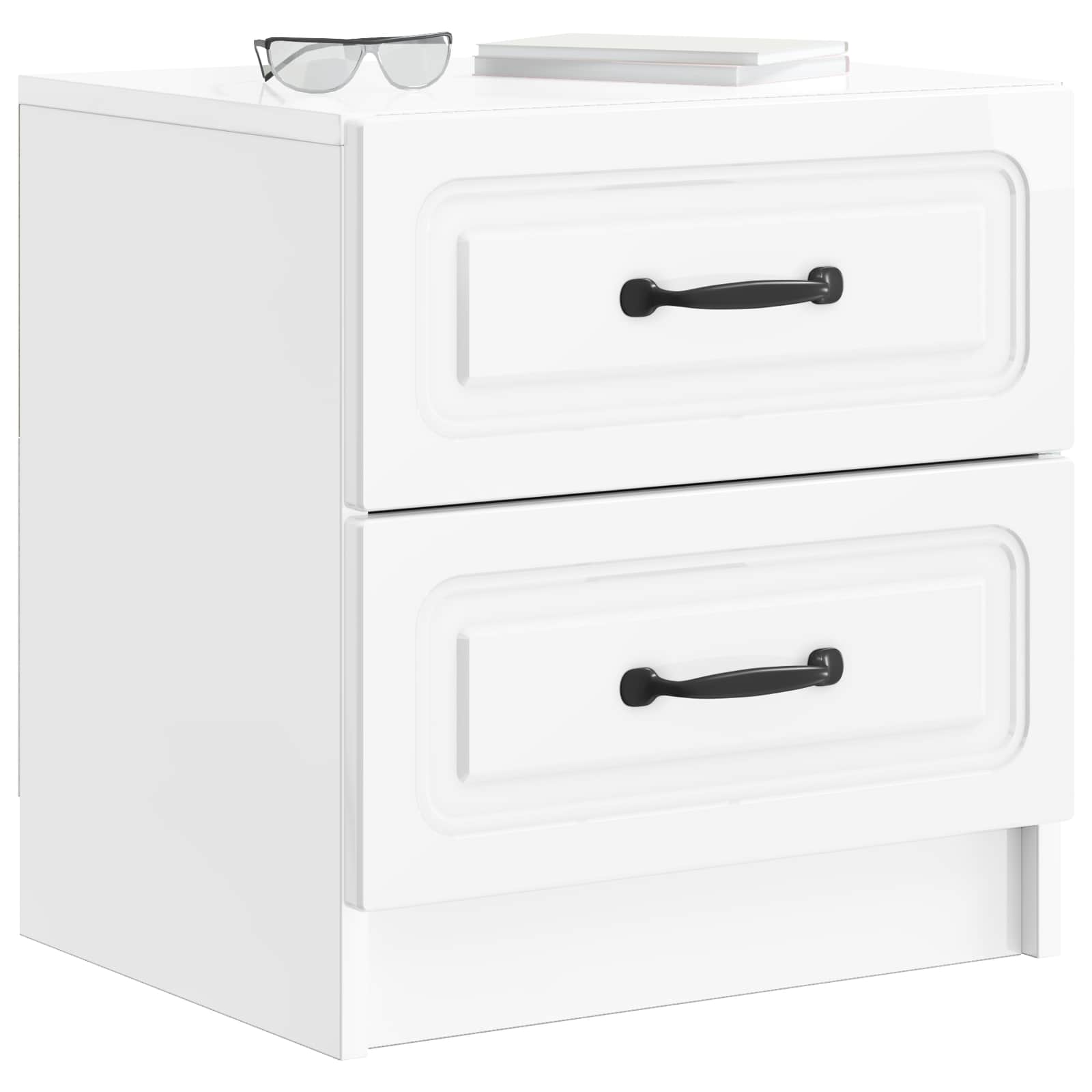 Κομοδίνο με συρτάρι 2 pcs Γυαλιστερό Λευκό 43 x 34,5 x 44,5 εκ - Pakobazaar