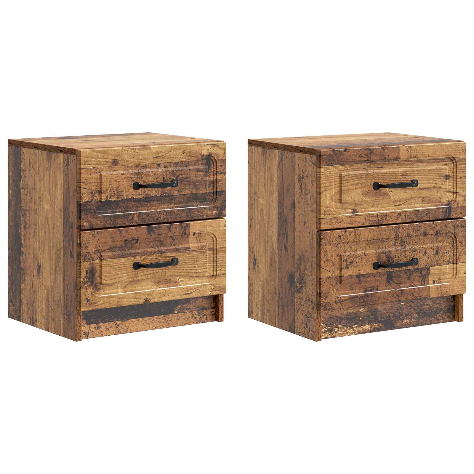 Κομοδίνο με συρτάρι 2 pcs Παλαιωμένο ξύλο 43 x 34,5 x 44,5 εκ - Pakobazaar