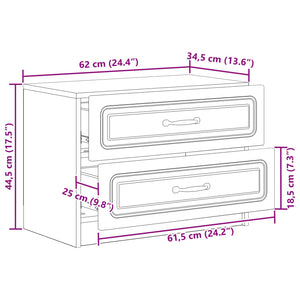 Κομοδίνο Παλαιωμένο ξύλο 62 x 34,5 x 44,5 εκ Επεξεργασμένο Ξύλο - Pakobazaar