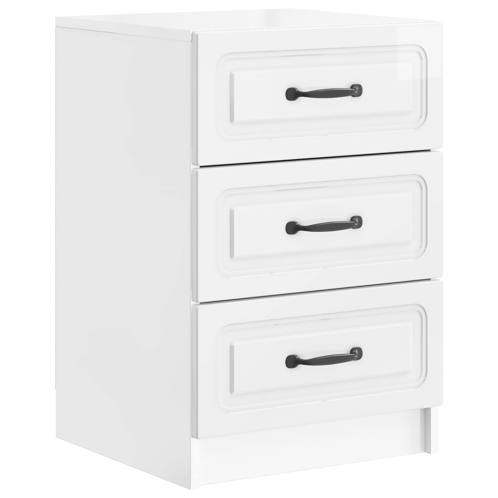 Κομοδίνο Γυαλιστερό Λευκό 43 x 41 x 63,5 εκ. Επεξεργασμένο Ξύλο - Pakobazaar