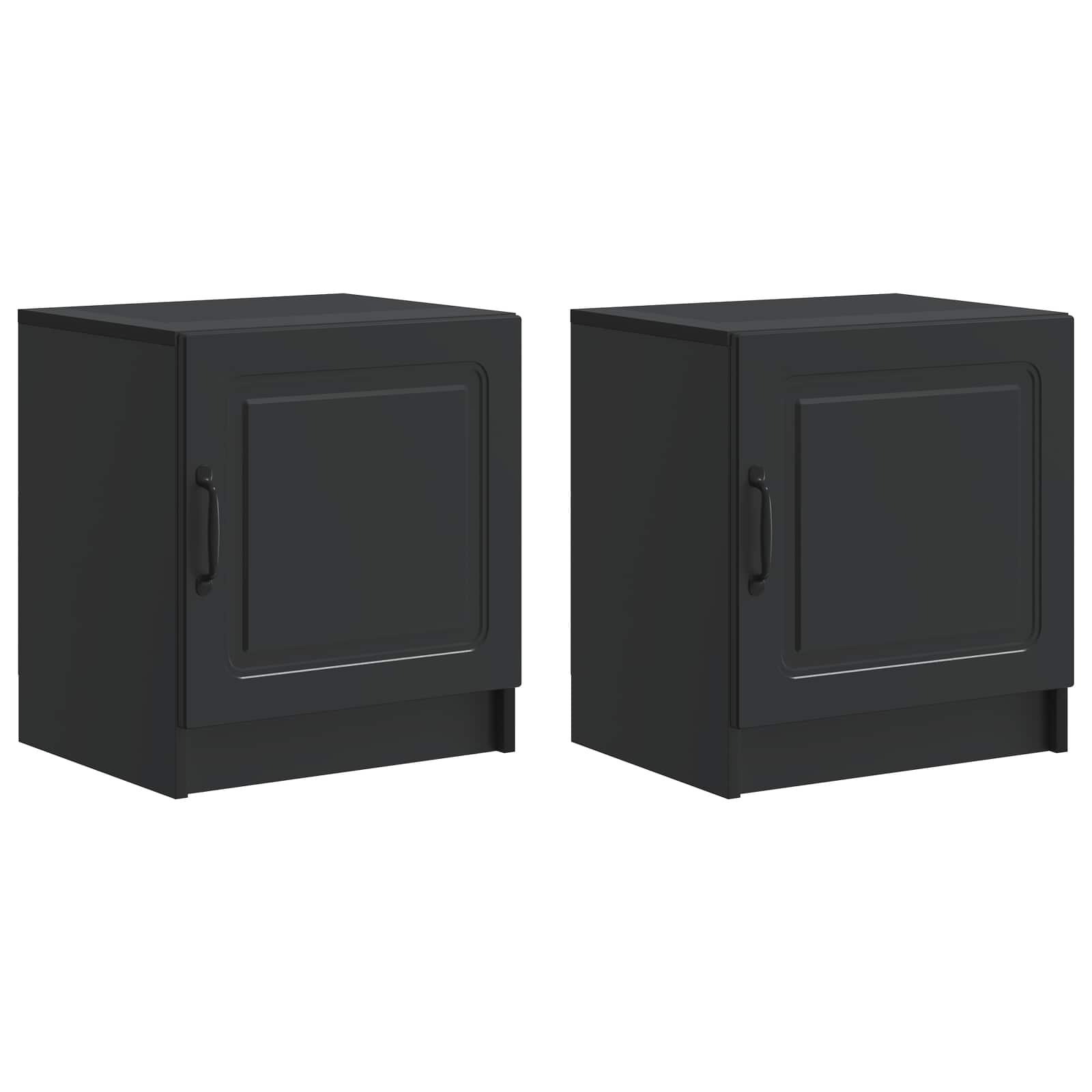 Κομοδίνο 2 pcs Μαύρο 43 x 34,5 x 47 εκ. Επεξεργασμένο Ξύλο - Pakobazaar