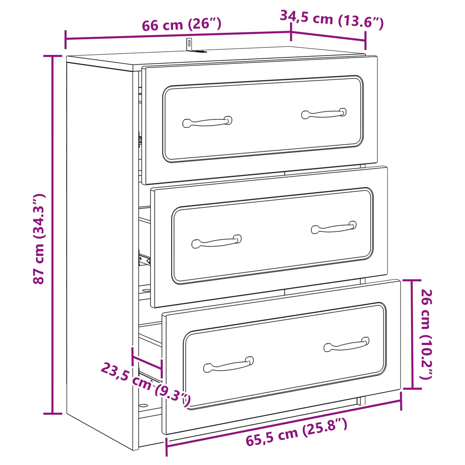 Ντουλάπι με Συρτάρια Παλαιωμένο ξύλο 66 x 34,5 x 87 εκ. - Pakobazaar