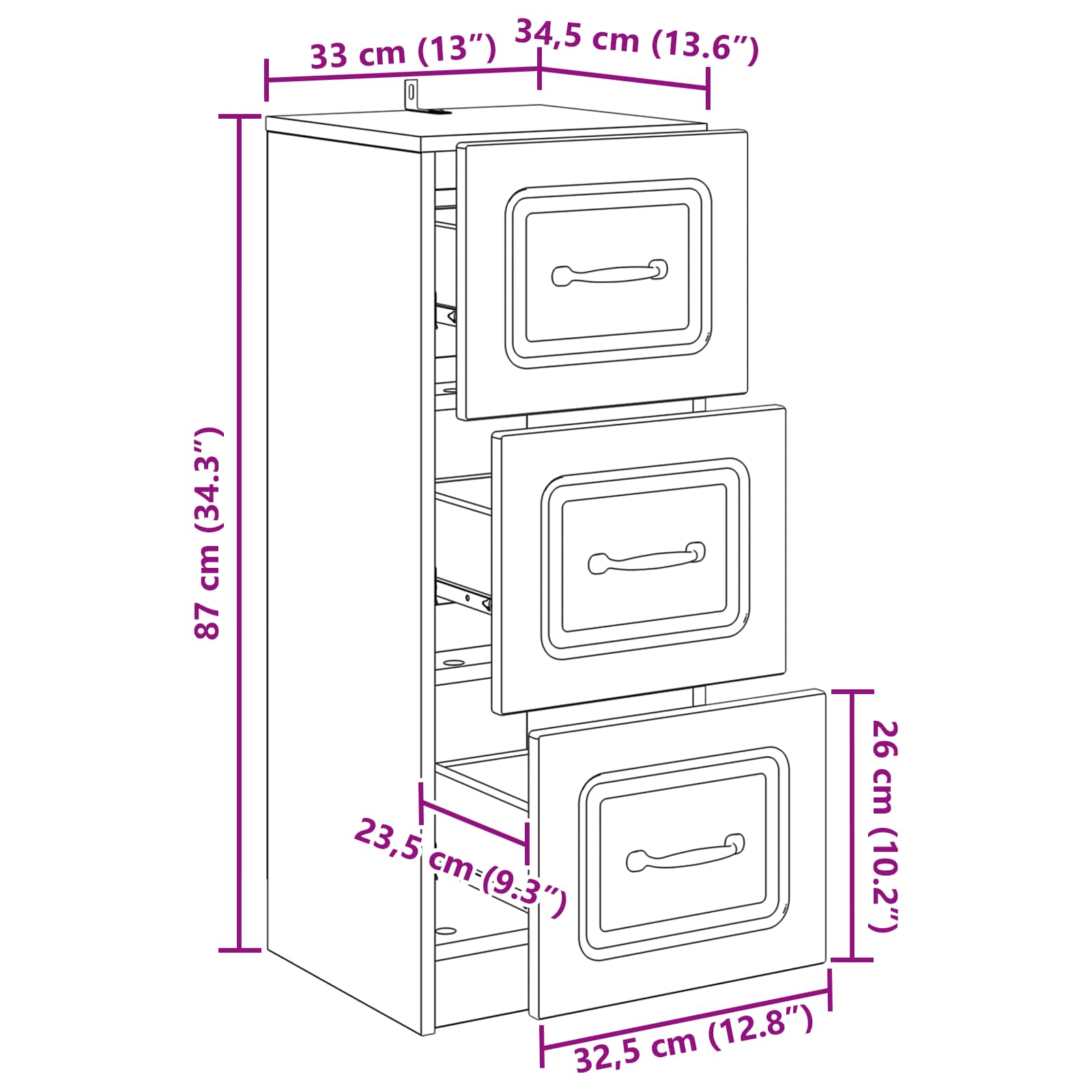 Ντουλάπι με Συρτάρια Παλαιωμένο ξύλο 33 x 34,5 x 87 εκ. - Pakobazaar