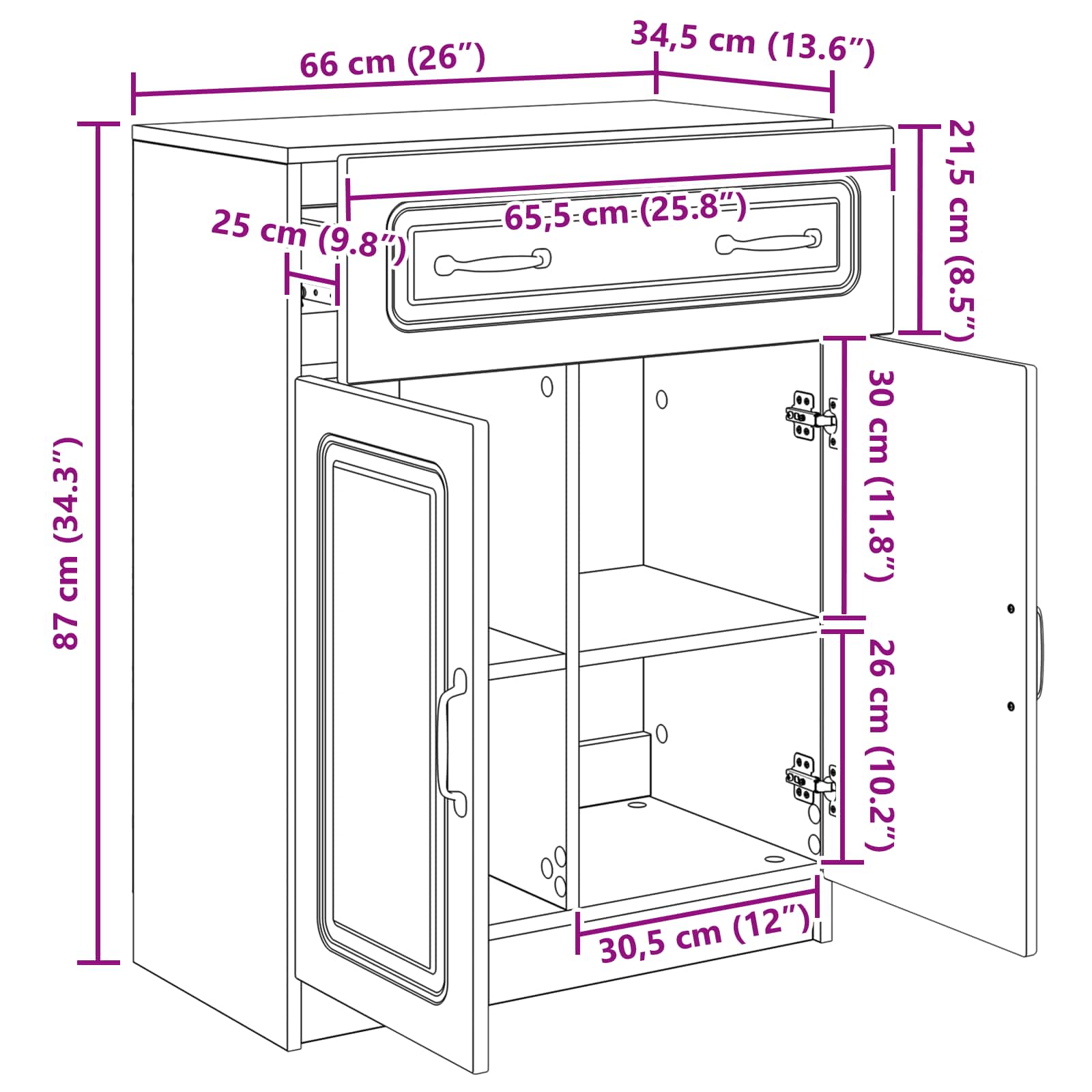 Πλαϊνό γραφείο με συρτάρι Artisan Δρυς 66 x 34,5 x 87 εκ. - Pakobazaar