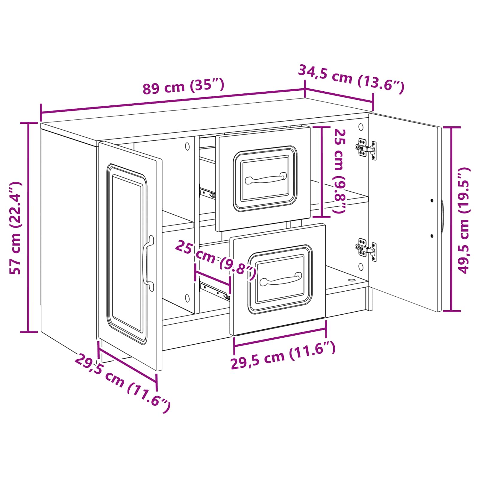Πλαϊνό γραφείο Καπνισμένο Ξύλο Δρυός 89 x 34,5 x 57 εκ. - Pakobazaar