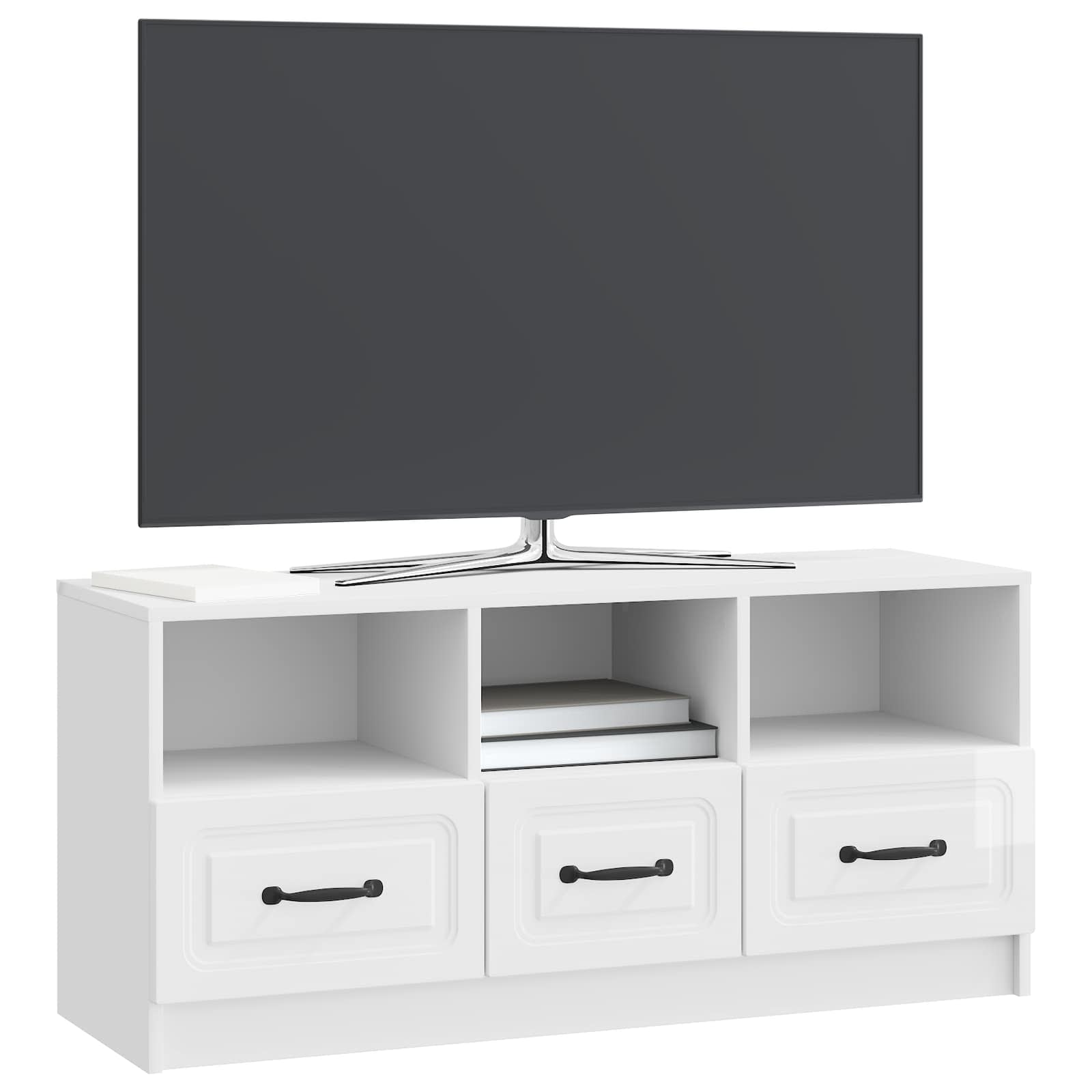 Ντουλάπι TV με συρτάρι Γυαλιστερό Λευκό 102 x 34,5 x 47 εκ - Pakobazaar
