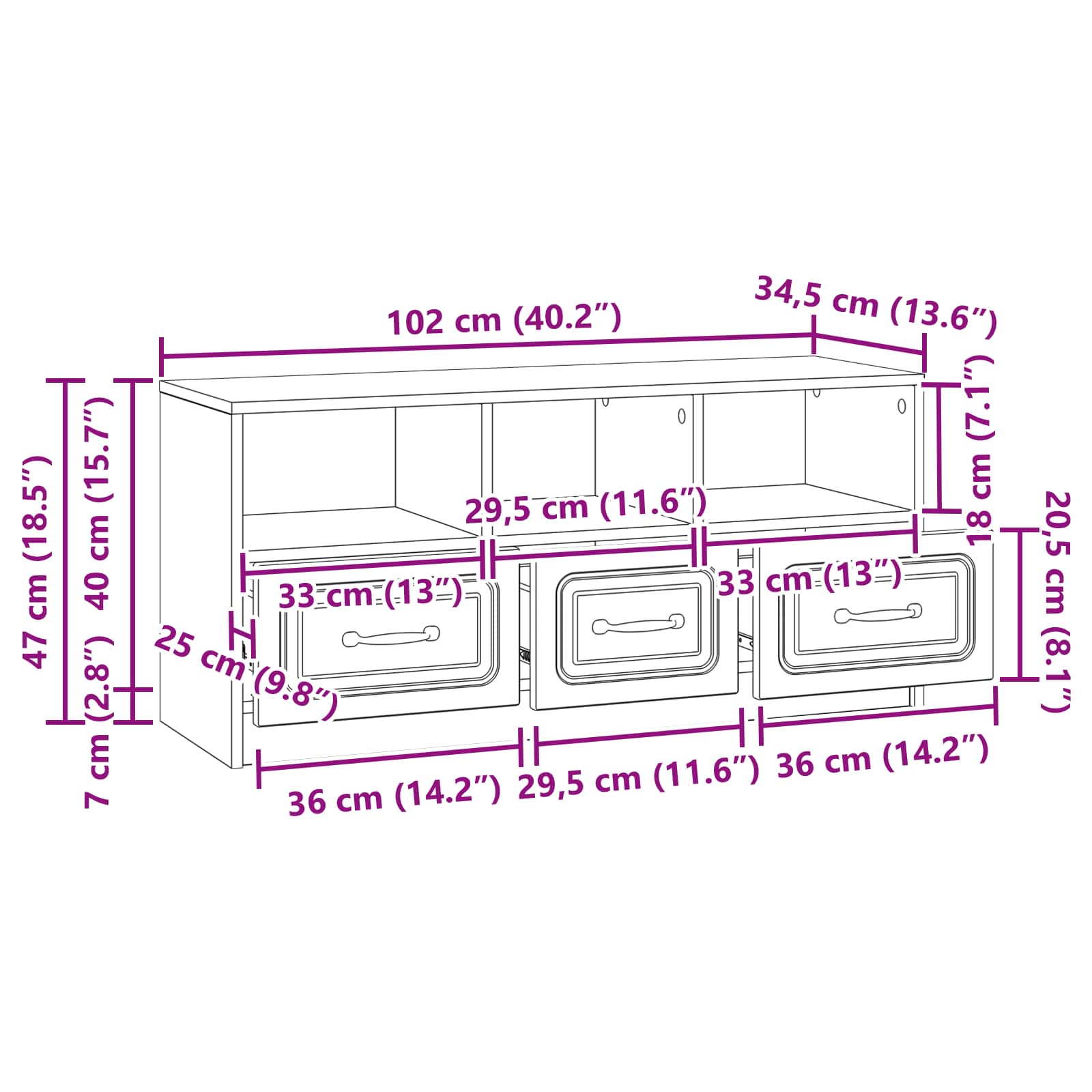 Ντουλάπι TV Artisan Δρυς 102 x 34,5 x 47 εκ Επεξεργασμένο Ξύλο - Pakobazaar