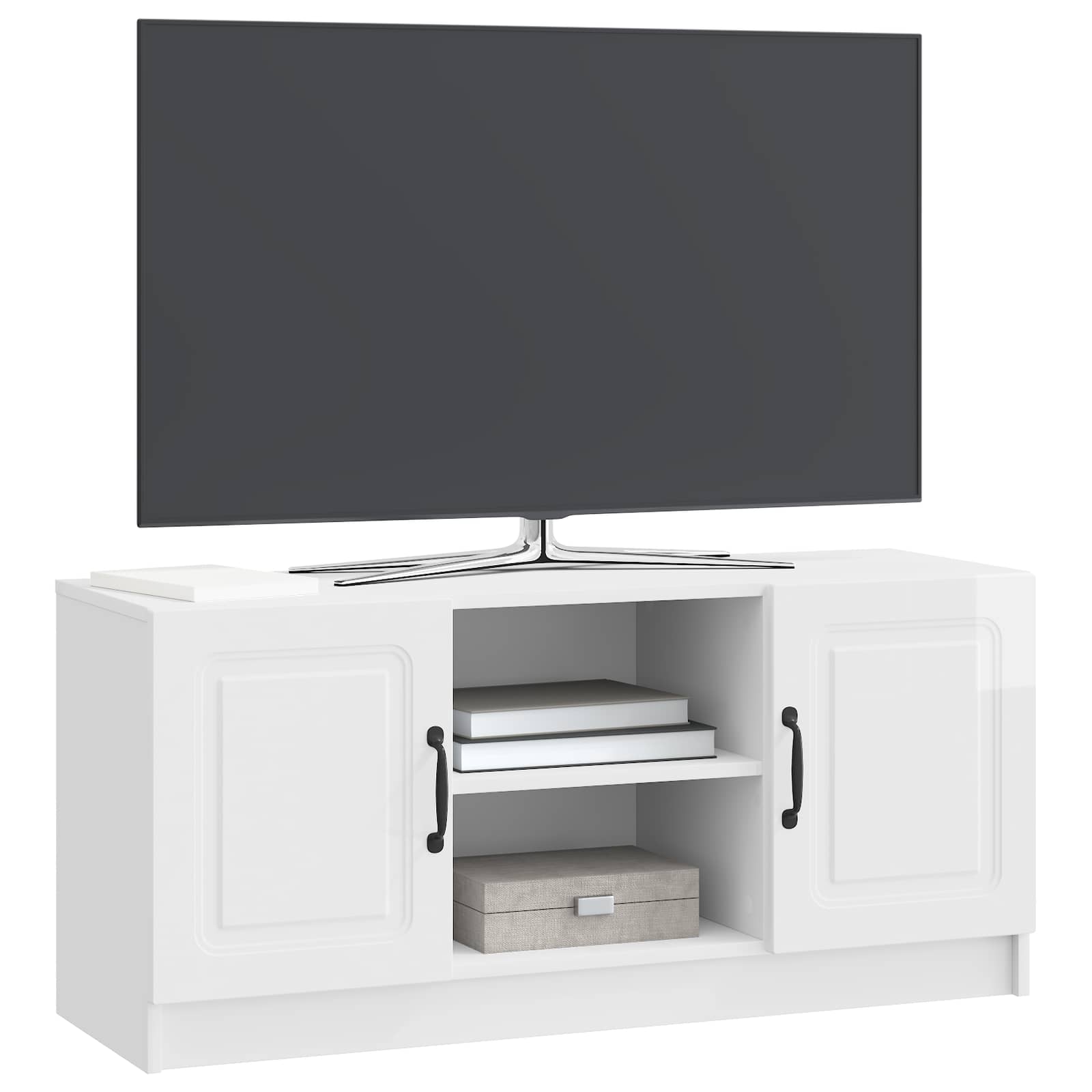 Ντουλάπι TV Γυαλιστερό Λευκό 102 x 34,5 x 47 εκ - Pakobazaar