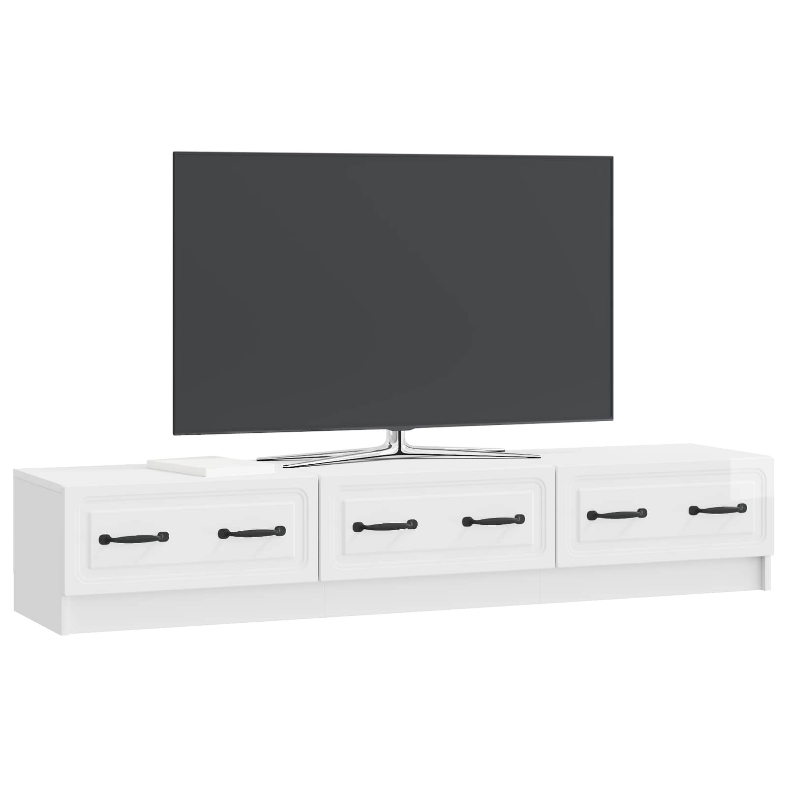 Ντουλάπι TV με συρτάρι Γυαλιστερό Λευκό 147 x 34,5 x 27 εκ - Pakobazaar