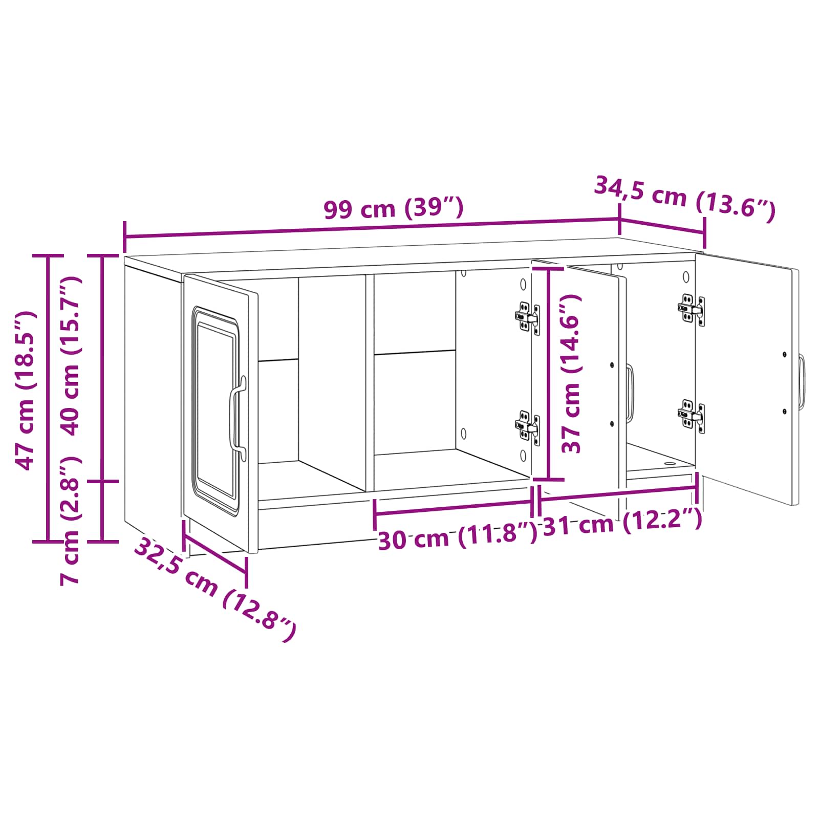 Ντουλάπι TV Artisan Δρυς 99 x 34,5 x 47 εκ Επεξεργασμένο Ξύλο - Pakobazaar