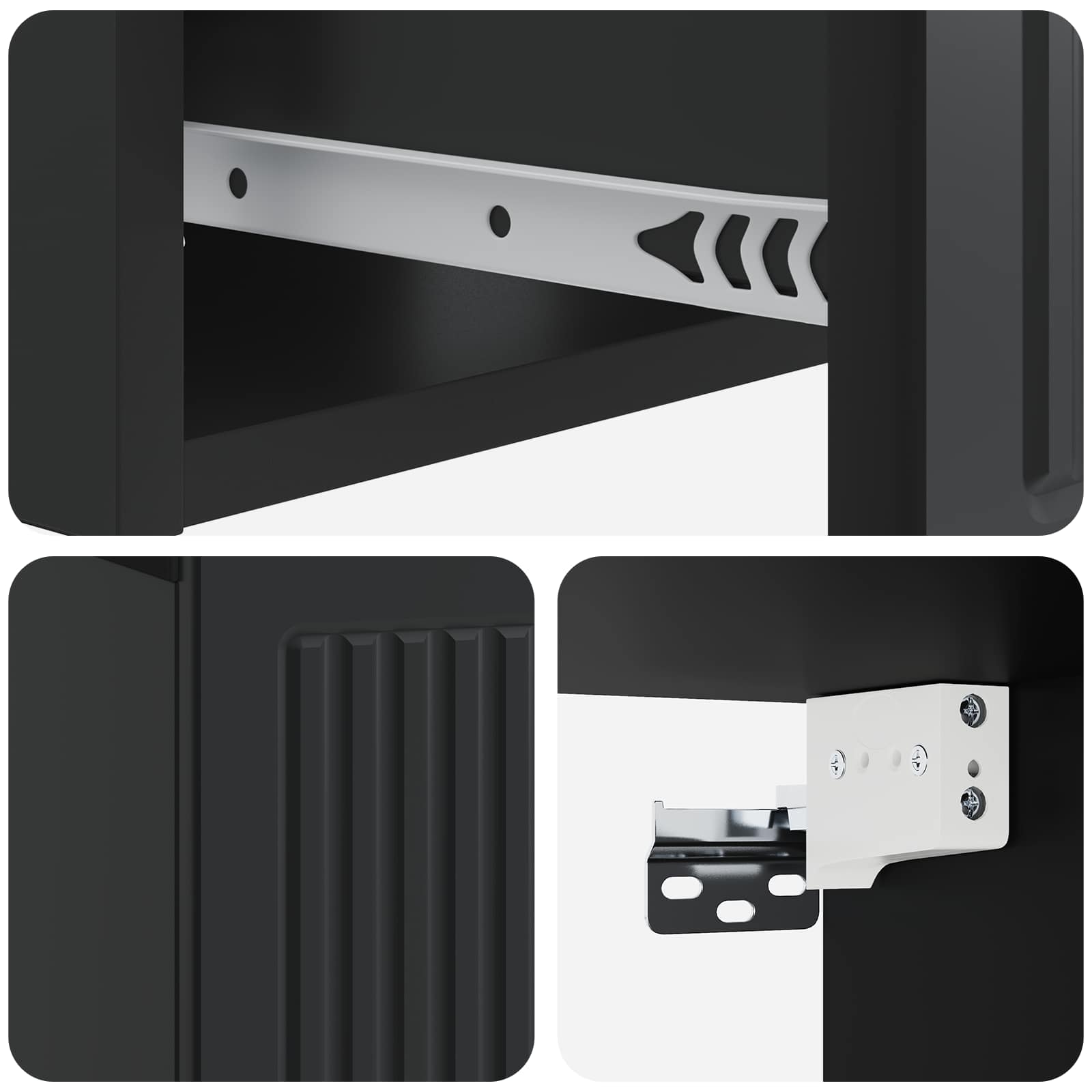 Κομοδίνο 2 pcs Μαύρο 49 x 34,5 x 20 εκ. Επεξεργασμένο Ξύλο - Pakobazaar