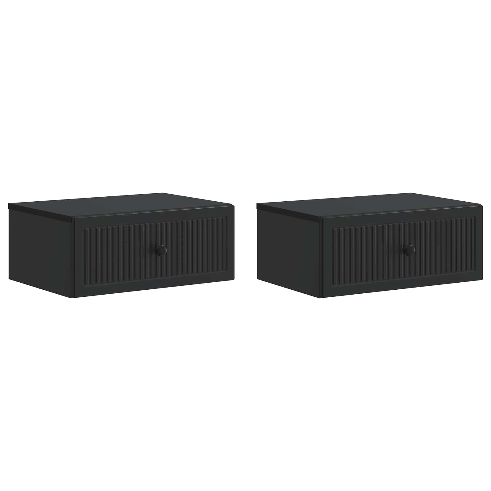 Κομοδίνο 2 pcs Μαύρο 49 x 34,5 x 20 εκ. Επεξεργασμένο Ξύλο - Pakobazaar