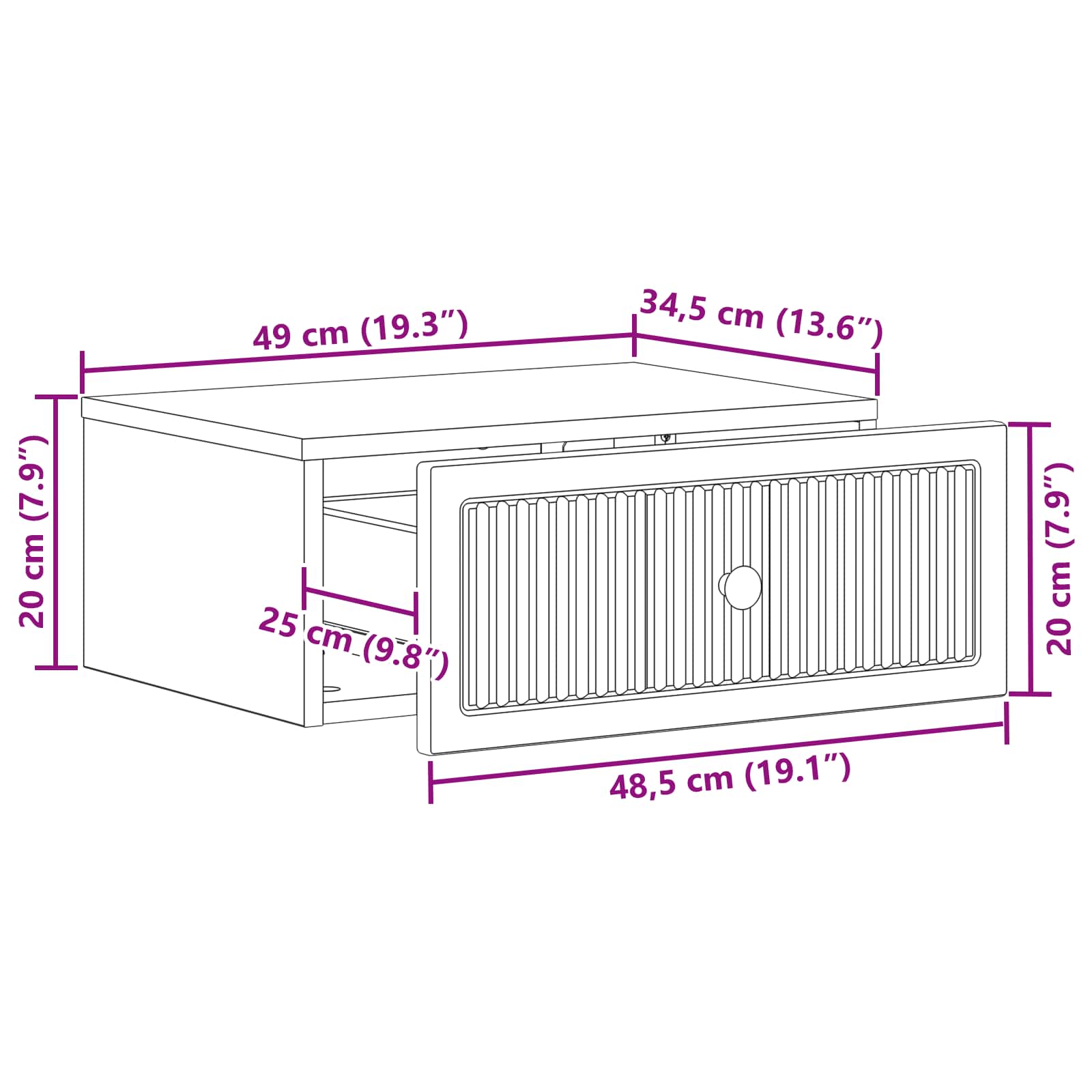 Κομοδίνο Sonoma Δρυς 49 x 34,5 x 20 εκ. Επεξεργασμένο Ξύλο - Pakobazaar