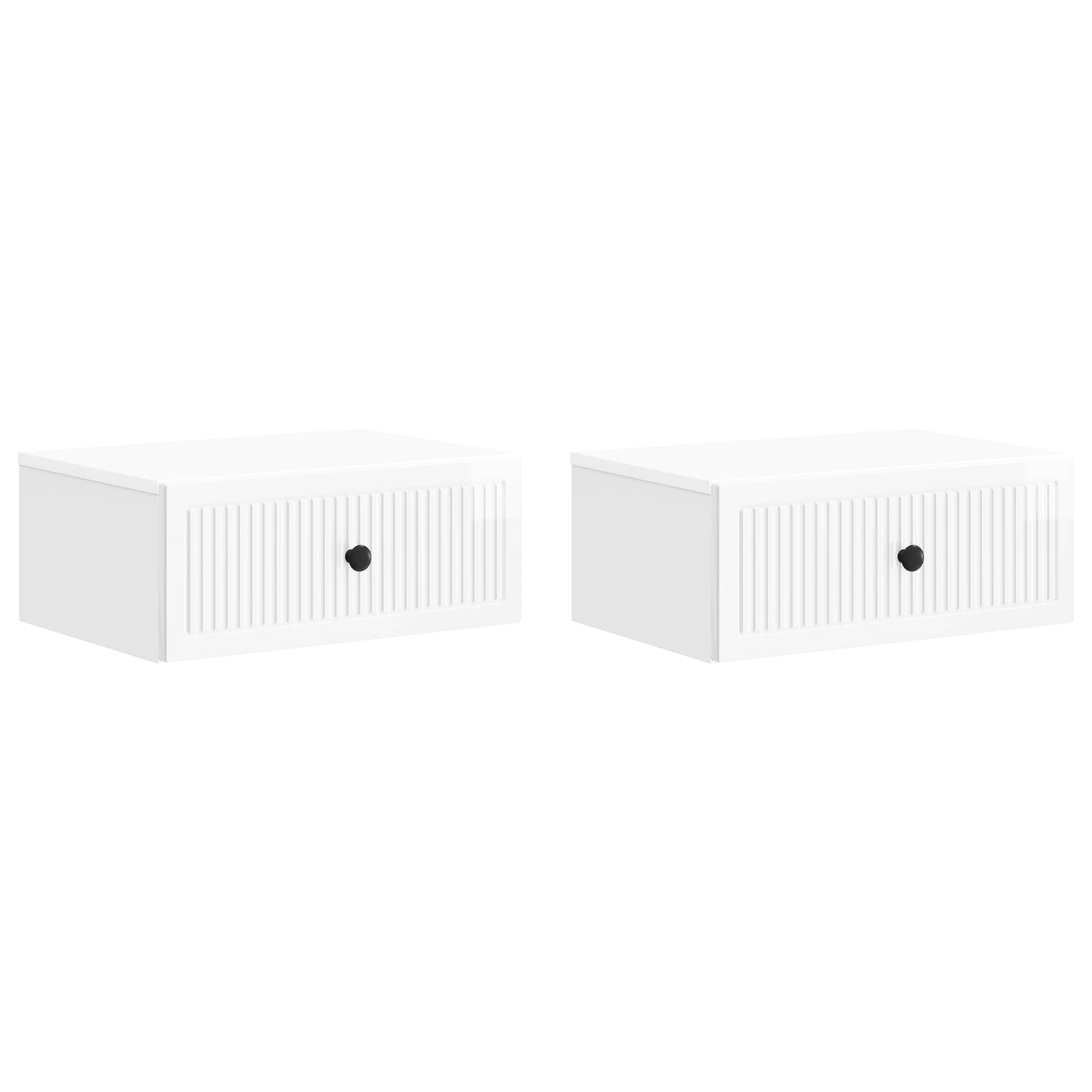 Κομοδίνο με συρτάρι 2 pcs Γυαλιστερό Λευκό 49 x 34,5 x 20 εκ. - Pakobazaar