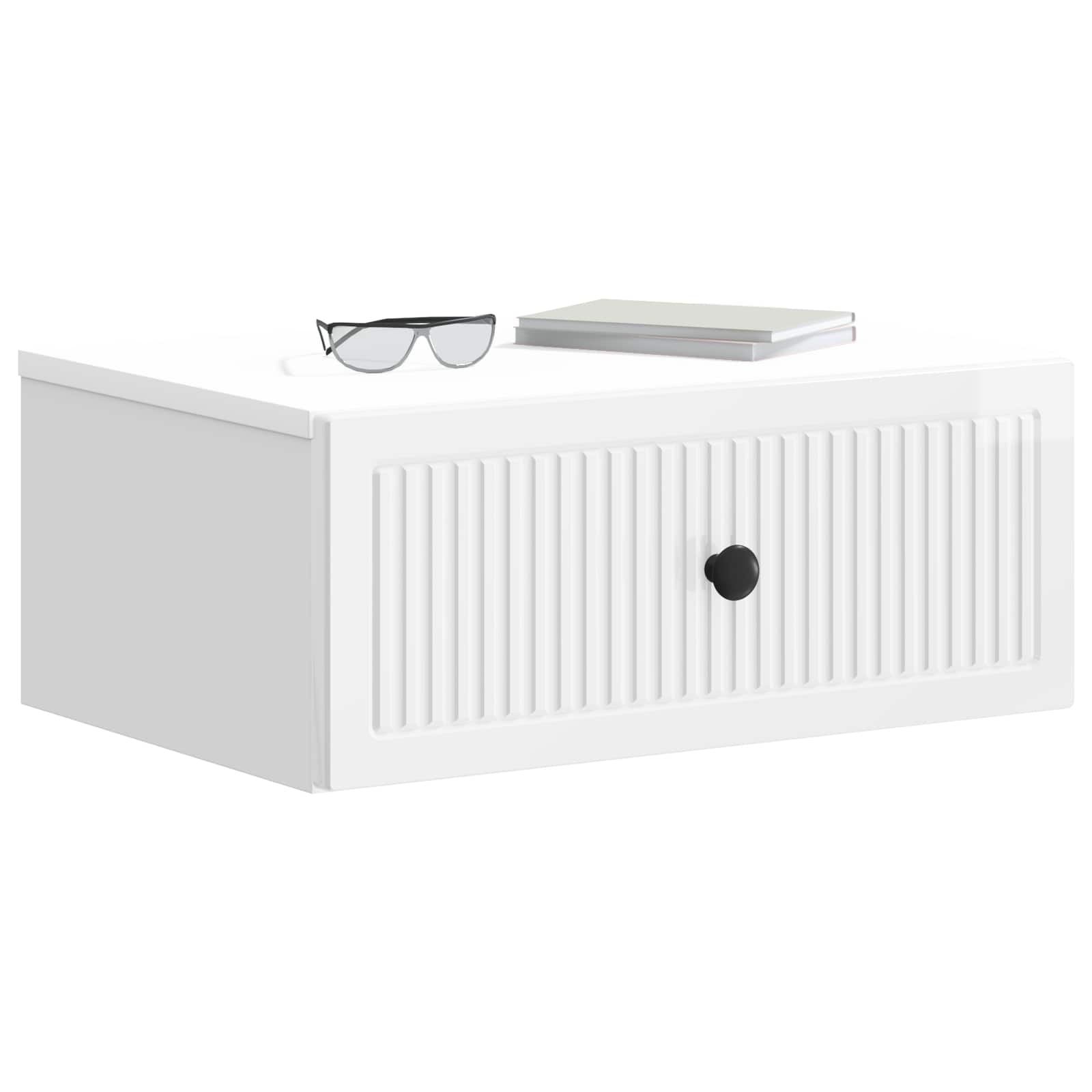 Κομοδίνο με συρτάρι 2 pcs Γυαλιστερό Λευκό 49 x 34,5 x 20 εκ. - Pakobazaar
