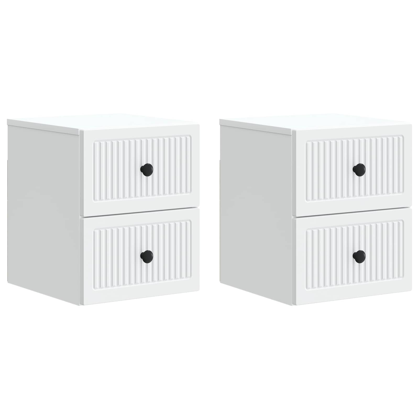 Τοίχου Κρεμαστό Κομοδίνο 2 pcs Λευκό 33 x 34,5 x 40 εκ - Pakobazaar