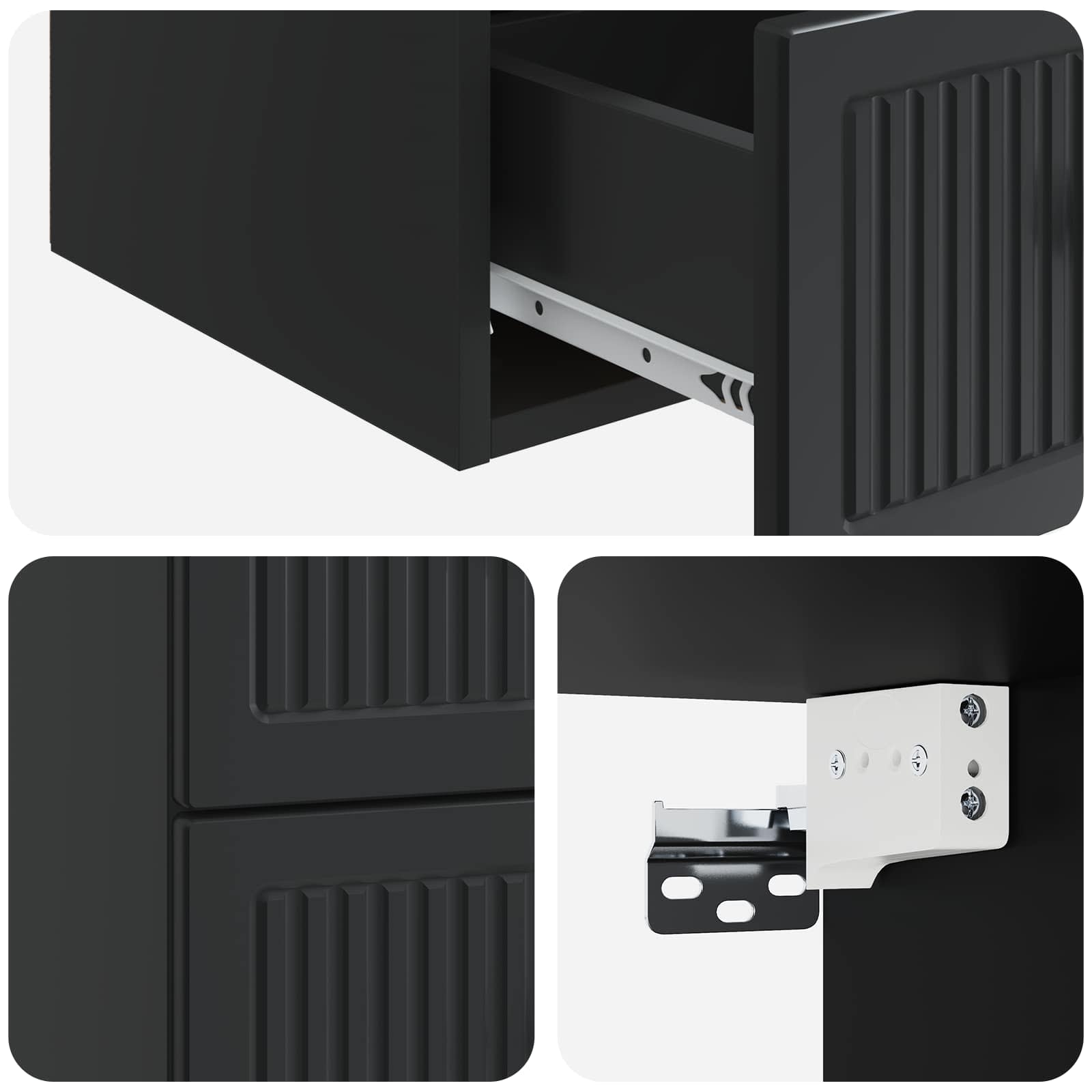 Τοίχου Κρεμαστό Κομοδίνο 2 pcs Μαύρο 33 x 34,5 x 40 εκ - Pakobazaar
