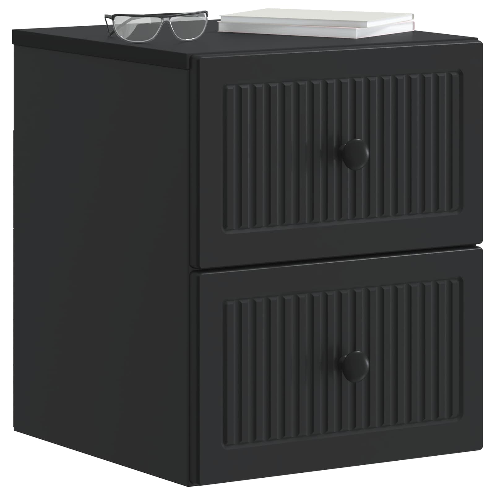 Τοίχου Κρεμαστό Κομοδίνο 2 pcs Μαύρο 33 x 34,5 x 40 εκ - Pakobazaar