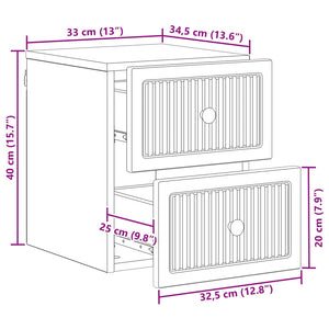 Τοίχου Κρεμαστό Κομοδίνο 2 pcs Μαύρο 33 x 34,5 x 40 εκ - Pakobazaar