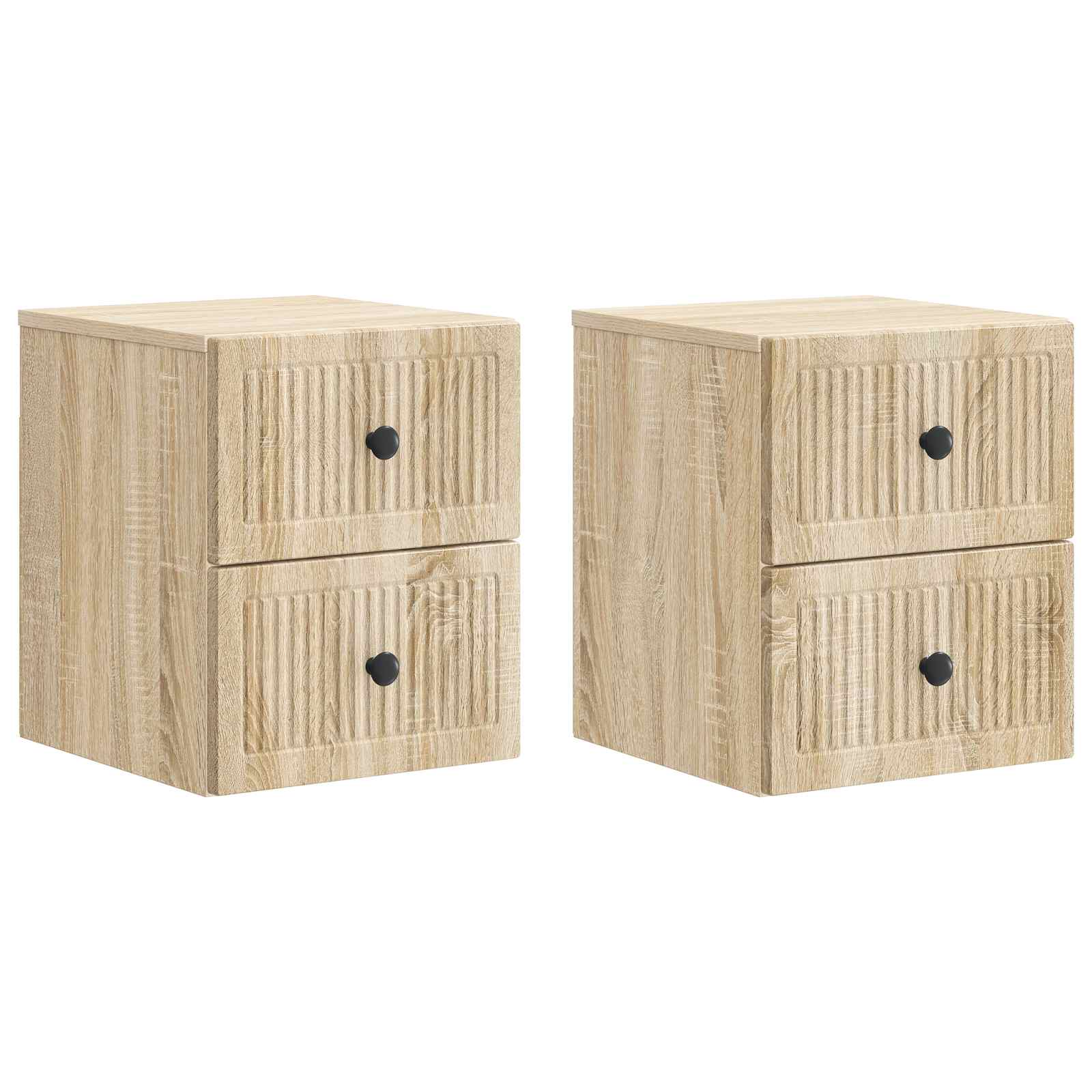 Τοίχου Κρεμαστό Κομοδίνο 2 pcs Sonoma Δρυς 33 x 34,5 x 40 εκ - Pakobazaar