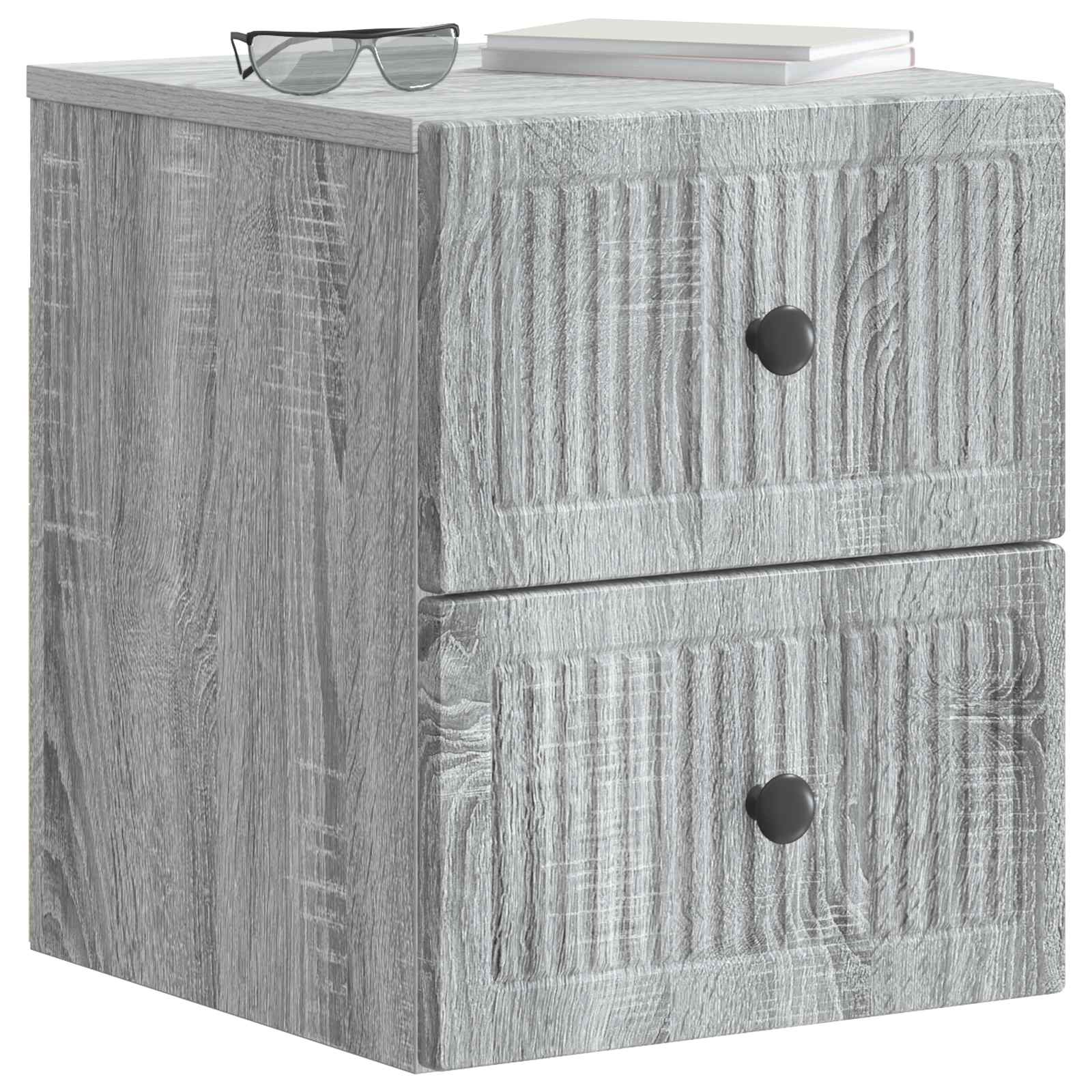 Τοίχου Κρεμαστό Κομοδίνο 2 pcs Γκρι Sonoma 33 x 34,5 x 40 εκ - Pakobazaar