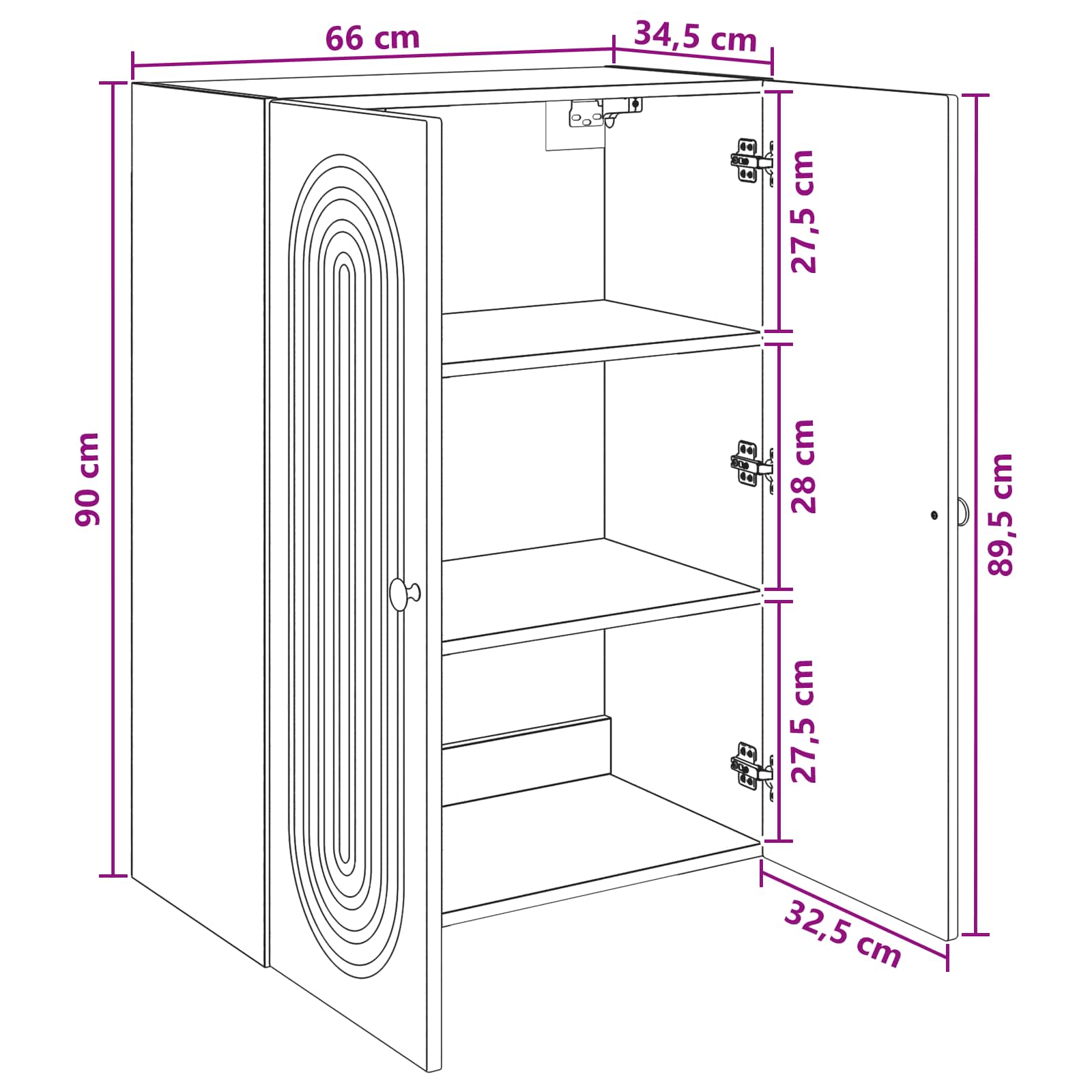 Τοίχου Ντουλάπα Γκρι Σκυροδέματος 66 x 34,5 x 90 εκ - Pakobazaar