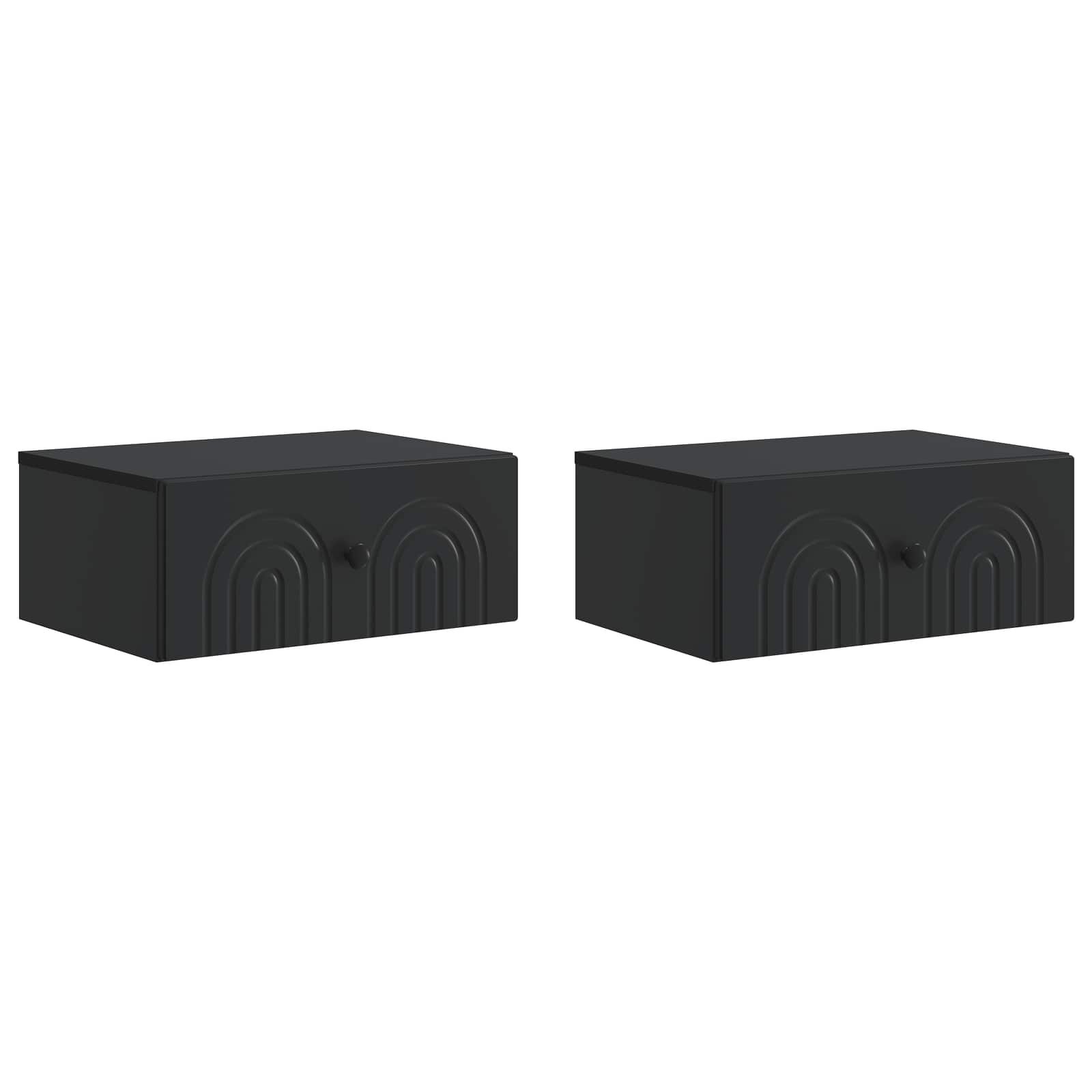 Τοίχου Κρεμαστό Κομοδίνο 2 pcs Μαύρο 49 x 34,5 x 20 εκ. - Pakobazaar