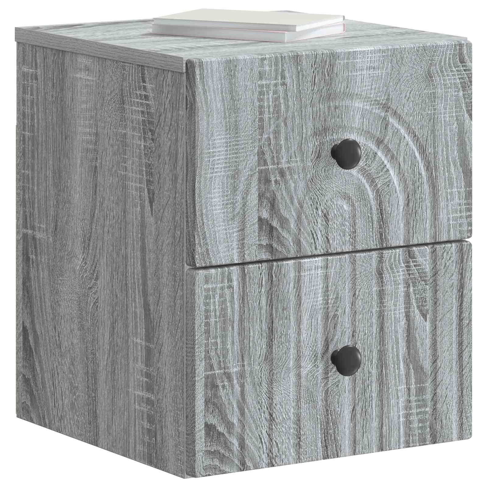 Τοίχου Κρεμαστό Κομοδίνο 2 pcs Γκρι Sonoma 33 x 34,5 x 40 εκ - Pakobazaar