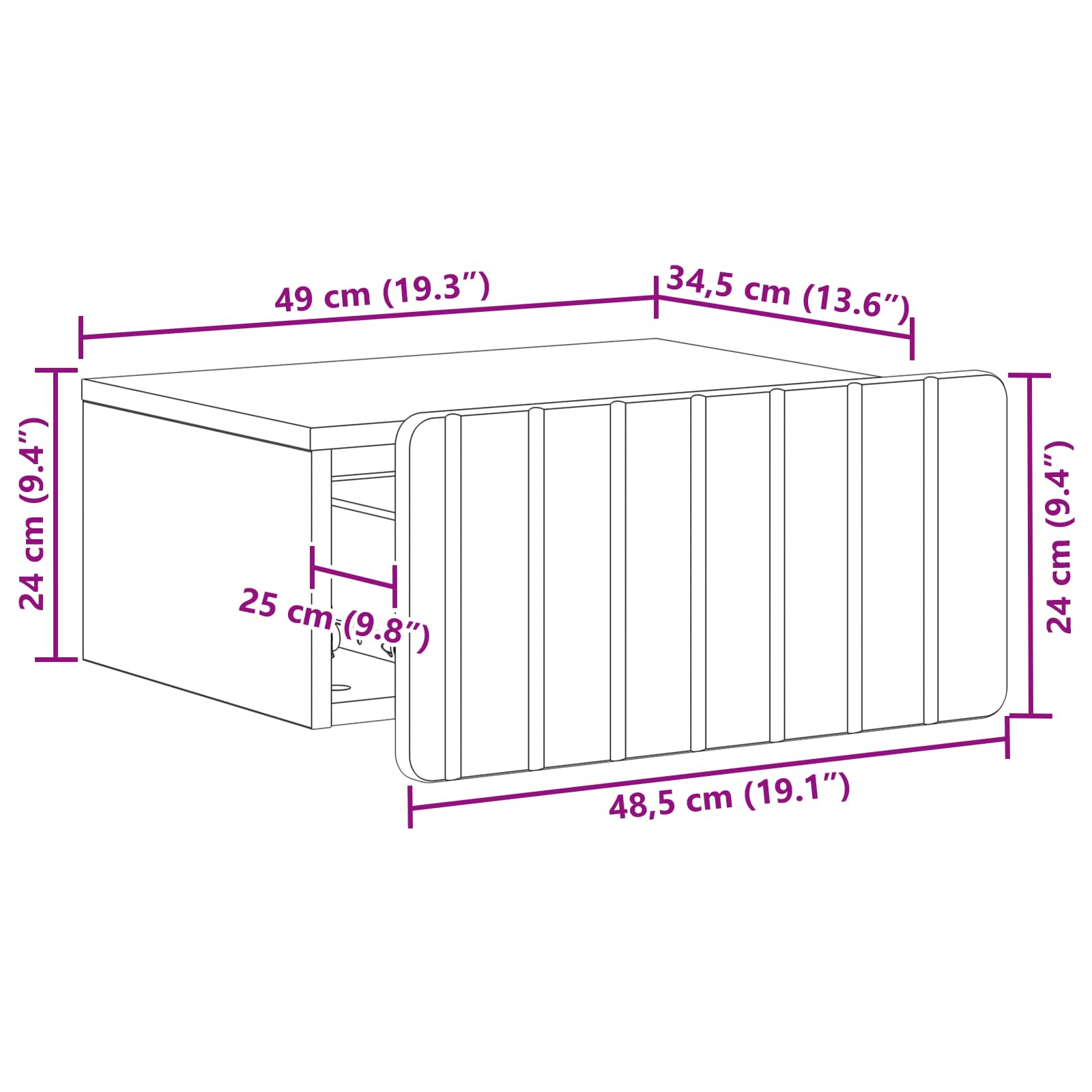 Τοίχου Κρεμαστό Κομοδίνο Artisan Δρυς 49 x 34,5 x 24 εκ. - Pakobazaar