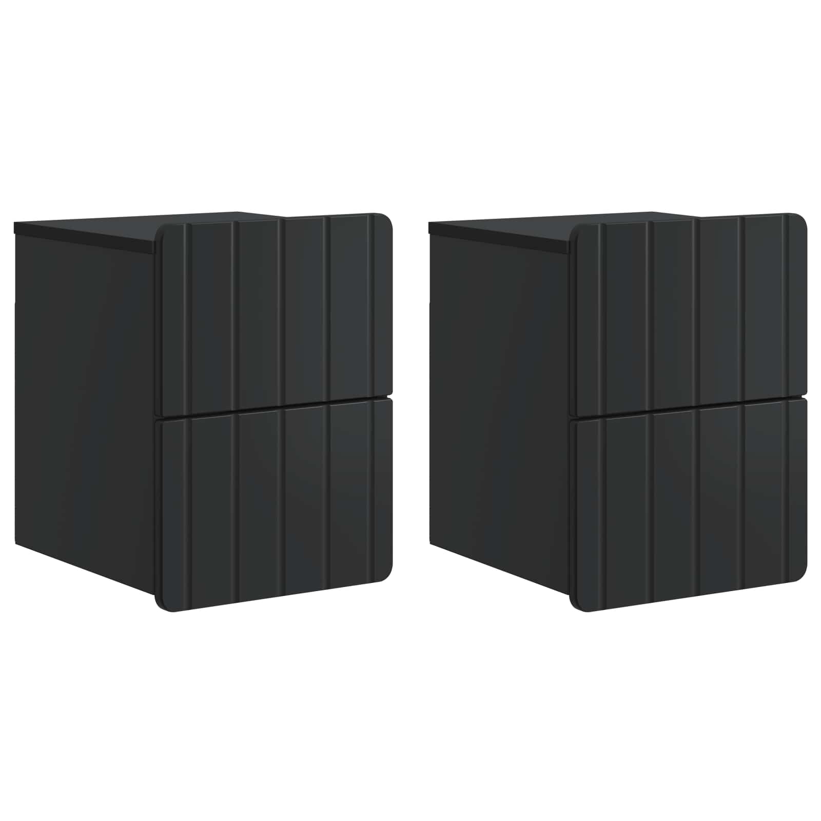 Τοίχου Κρεμαστό Κομοδίνο 2 pcs Μαύρο 33 x 34,5 x 43 εκ. - Pakobazaar