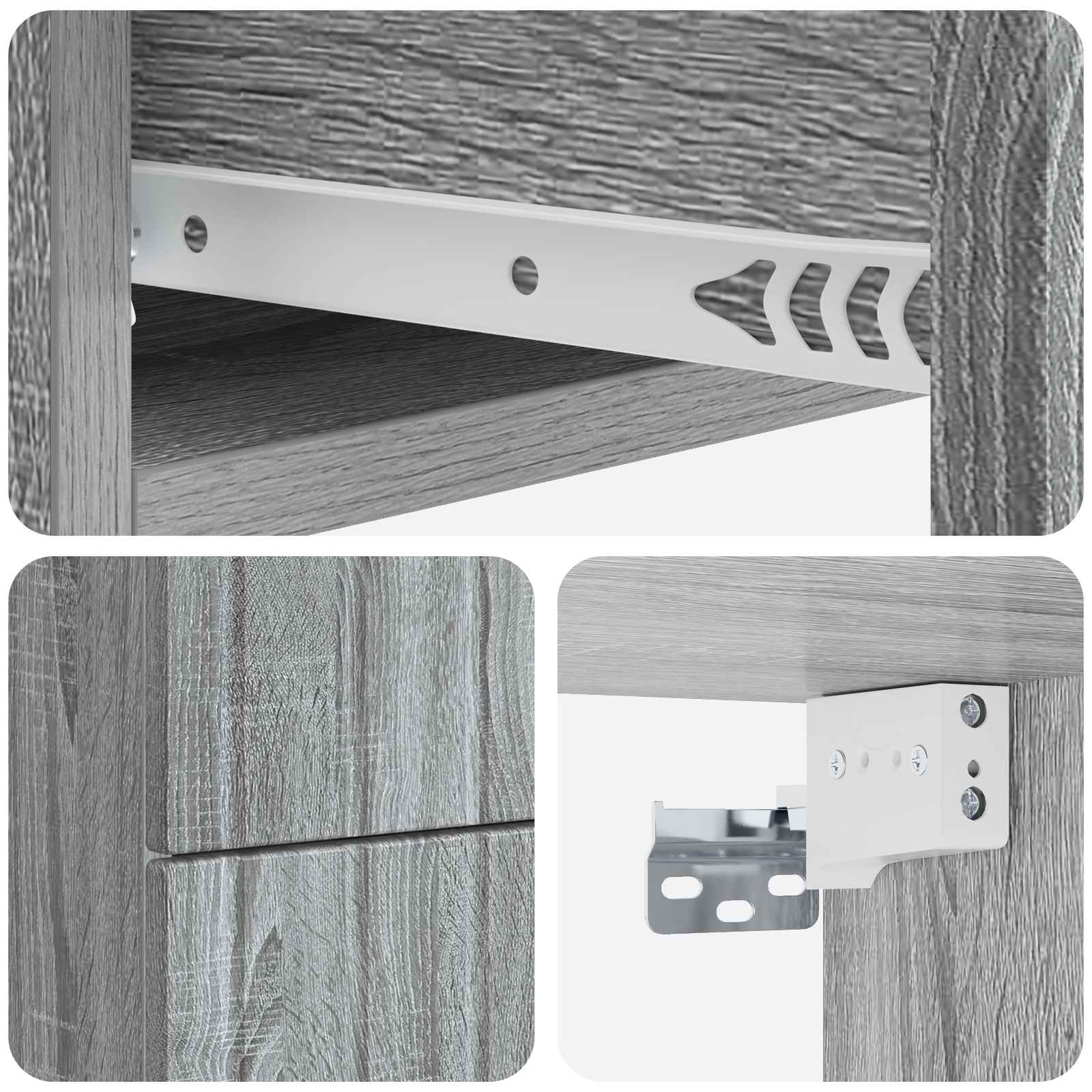 Τοίχου Κρεμαστό Κομοδίνο Γκρι Sonoma 33 x 34,5 x 43 εκ. - Pakobazaar