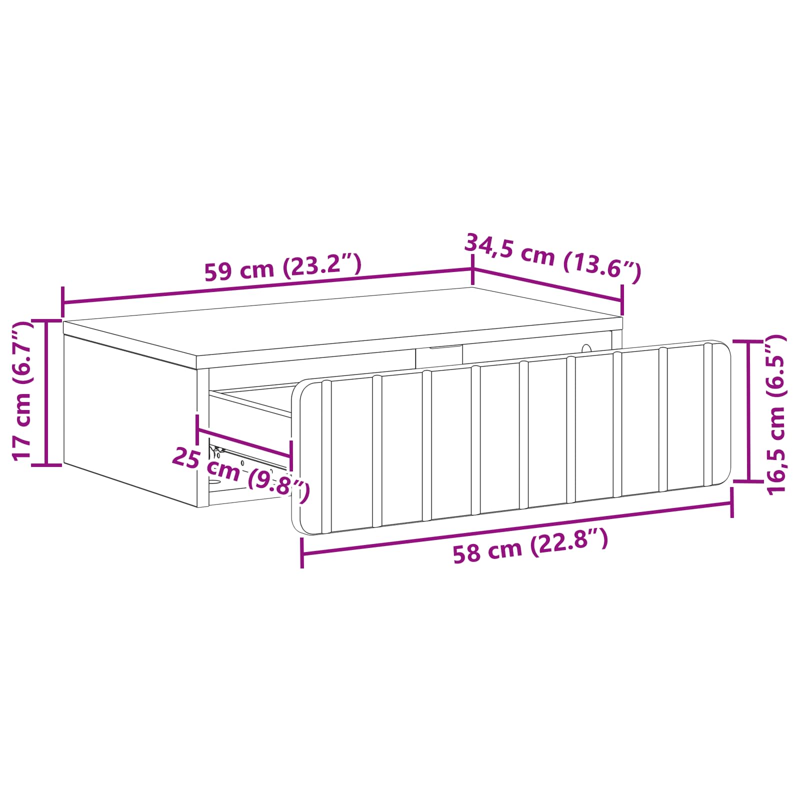 Τραπεζάκι Τοίχου Γκρι Sonoma 59 x 34,5 x 17 εκ. - Pakobazaar