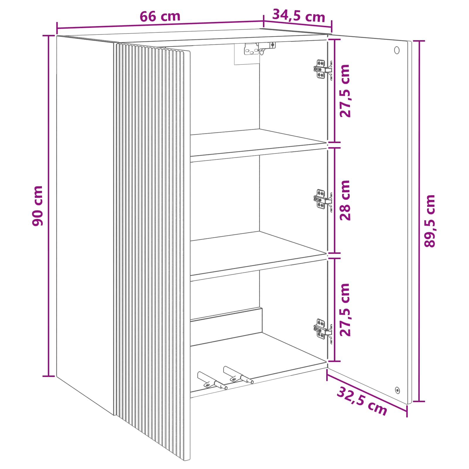 Τοίχου Ντουλάπα Γκρι Σκυροδέματος 66 x 34,5 x 90 εκ - Pakobazaar