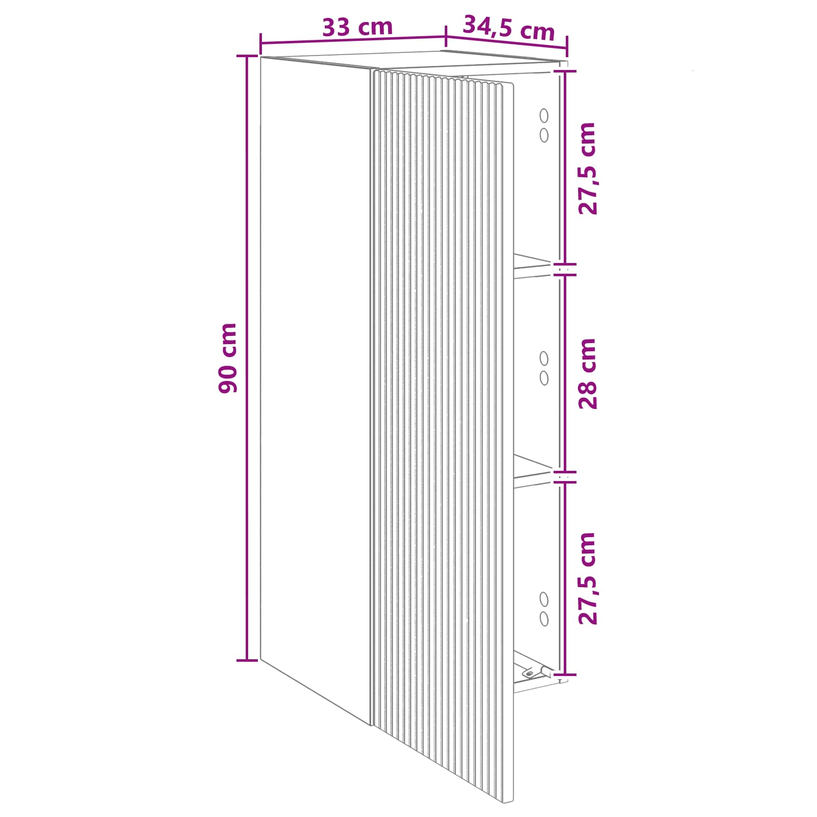 Τοίχου Ντουλάπα Παλαιωμένο ξύλο 33 x 34,5 x 90 εκ - Pakobazaar