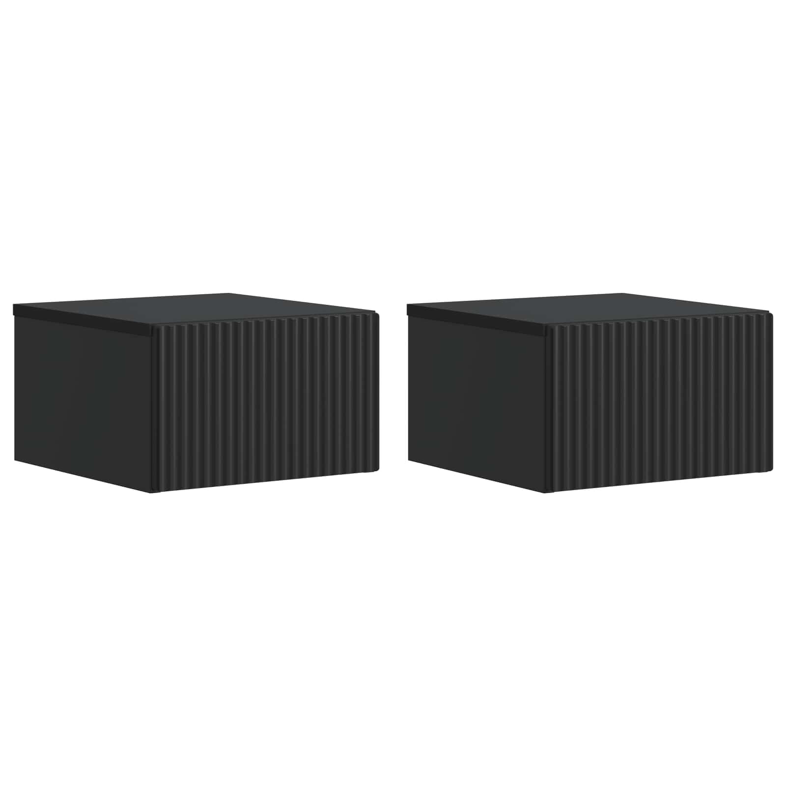 Τοίχου Κρεμαστό Κομοδίνο 2 pcs Μαύρο 33 x 34,5 x 20 εκ - Pakobazaar