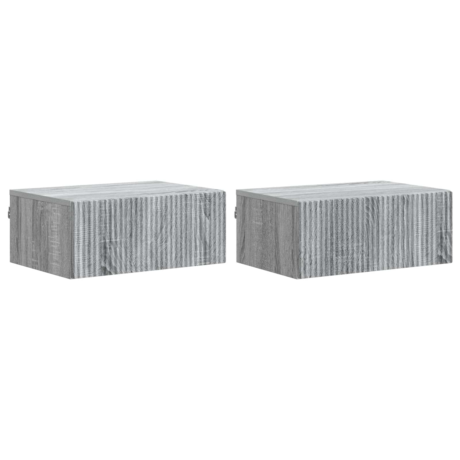 Τοίχου Κρεμαστό Κομοδίνο 2 pcs Γκρι Sonoma 49 x 34,5 x 20 εκ. - Pakobazaar