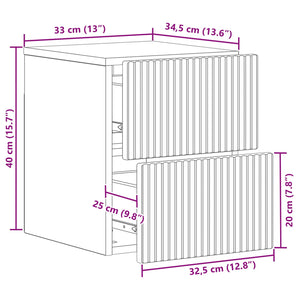 Τοίχου Κρεμαστό Κομοδίνο 2 pcs Λευκό 33 x 34,5 x 40 εκ - Pakobazaar