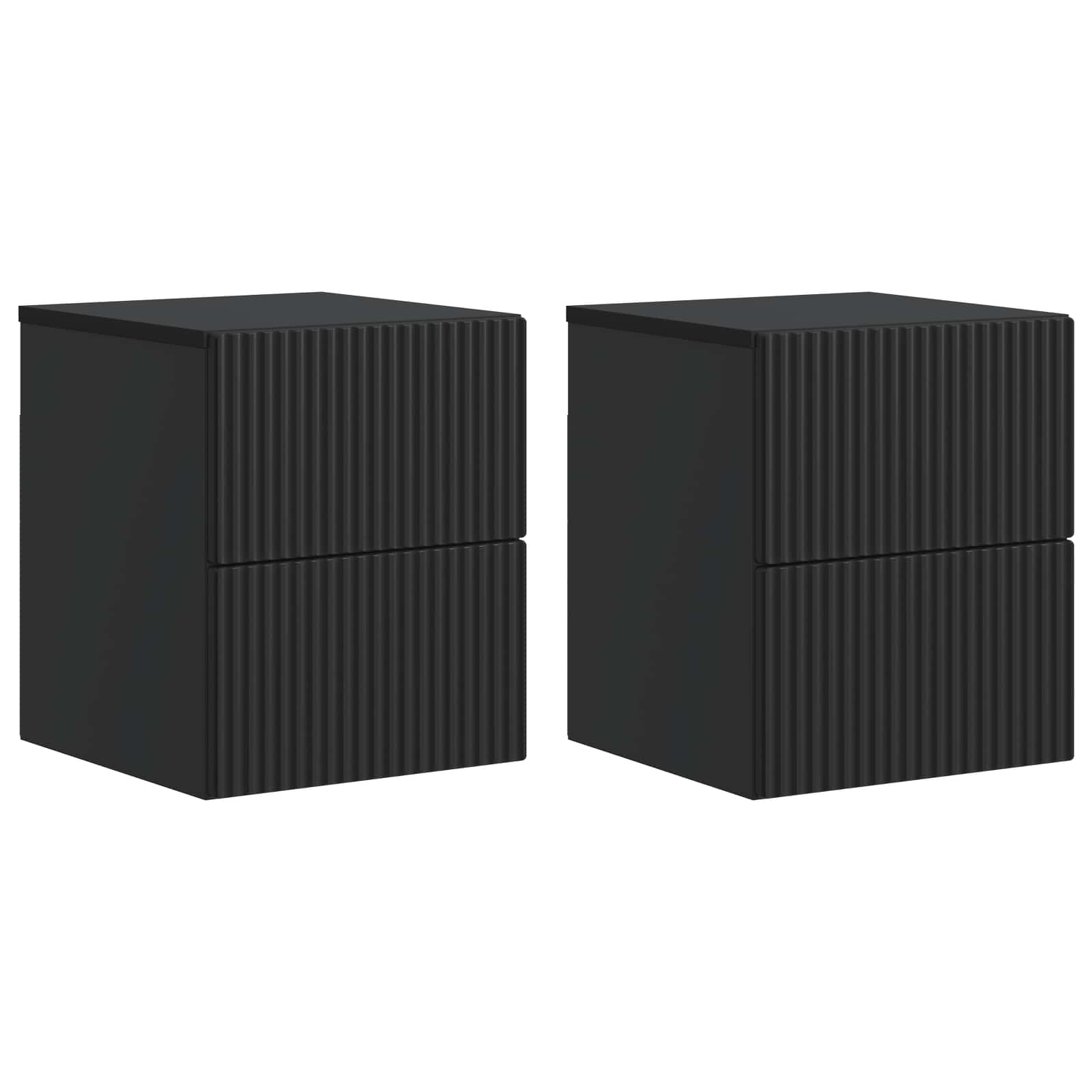 Τοίχου Κρεμαστό Κομοδίνο 2 pcs Μαύρο 33 x 34,5 x 40 εκ - Pakobazaar